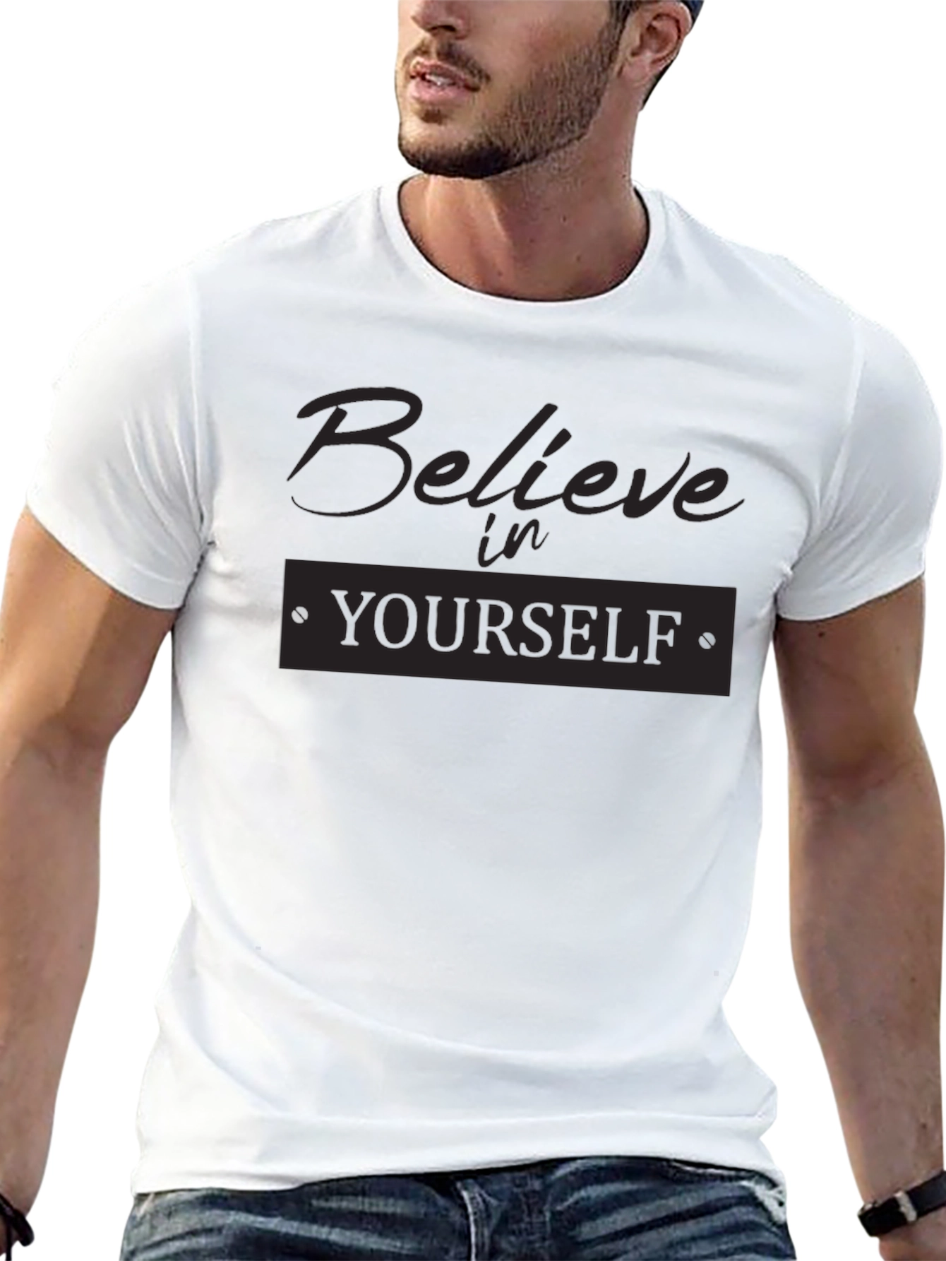 Believe in Yourself Graphic Tee - Black Cotton T-Shirt