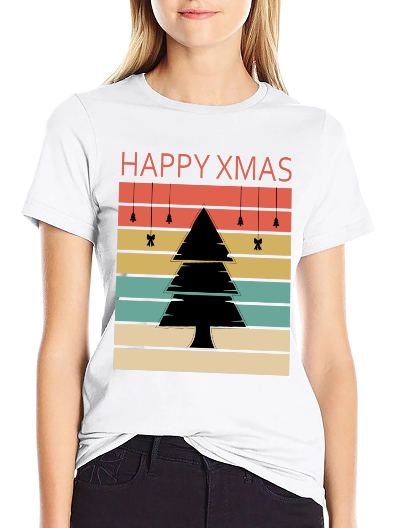 Retro Happy Xmas Tree Graphic Tee