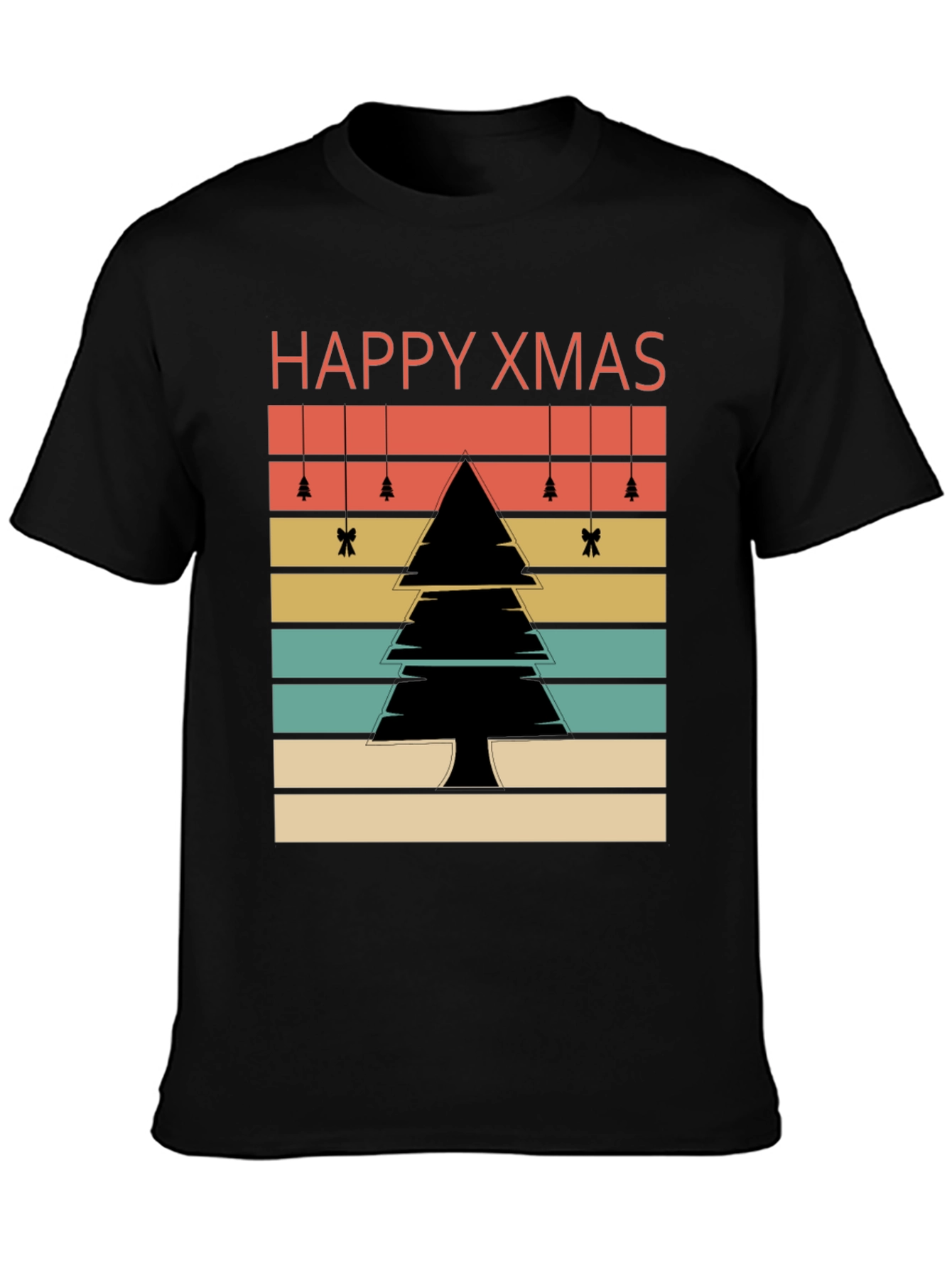 Retro Happy Xmas Tree Graphic Tee