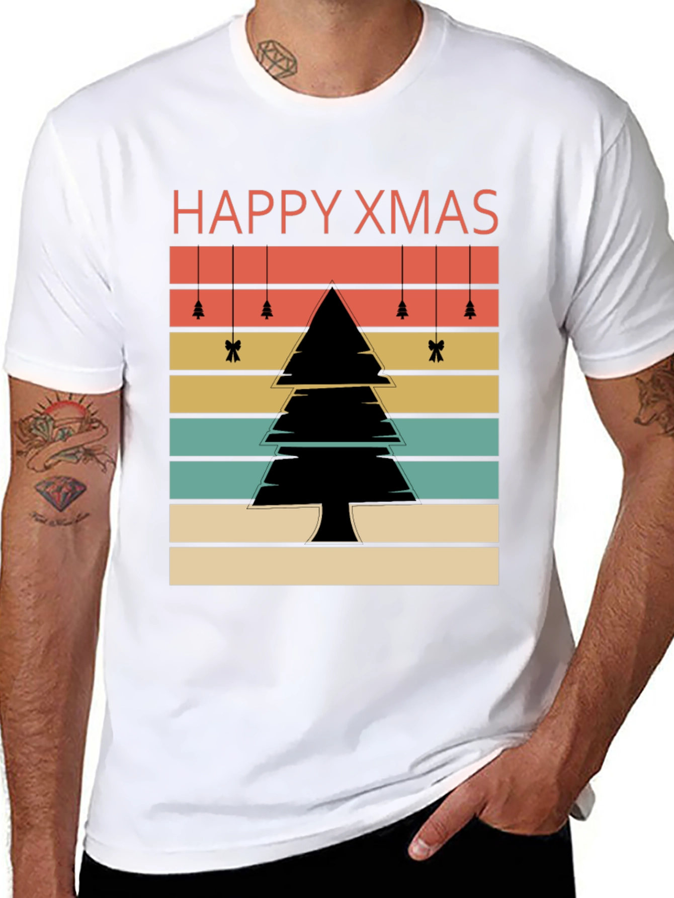 Retro Happy Xmas Tree Graphic Tee