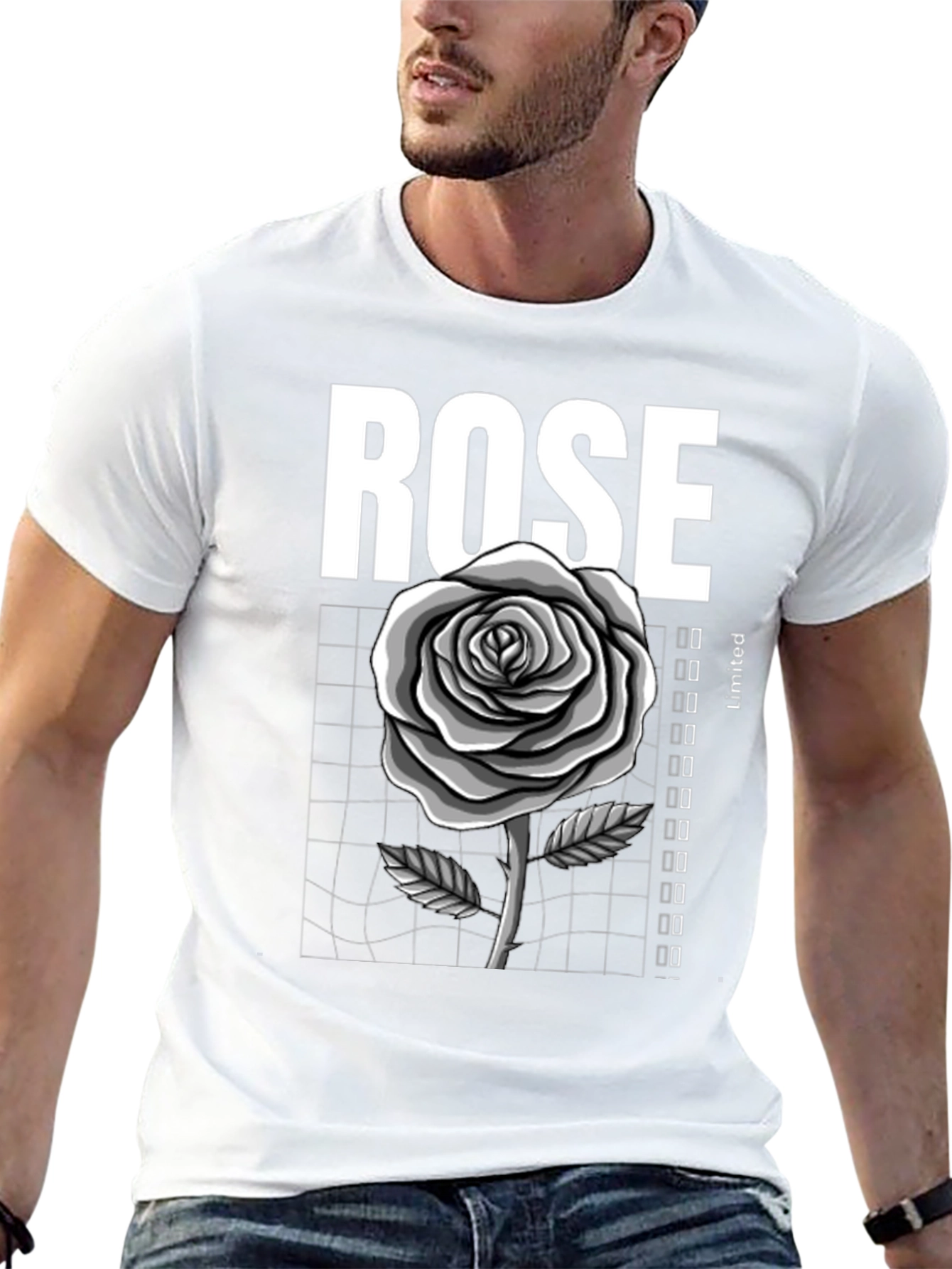 Rose Graphic Tee - Stylish Black T-Shirt