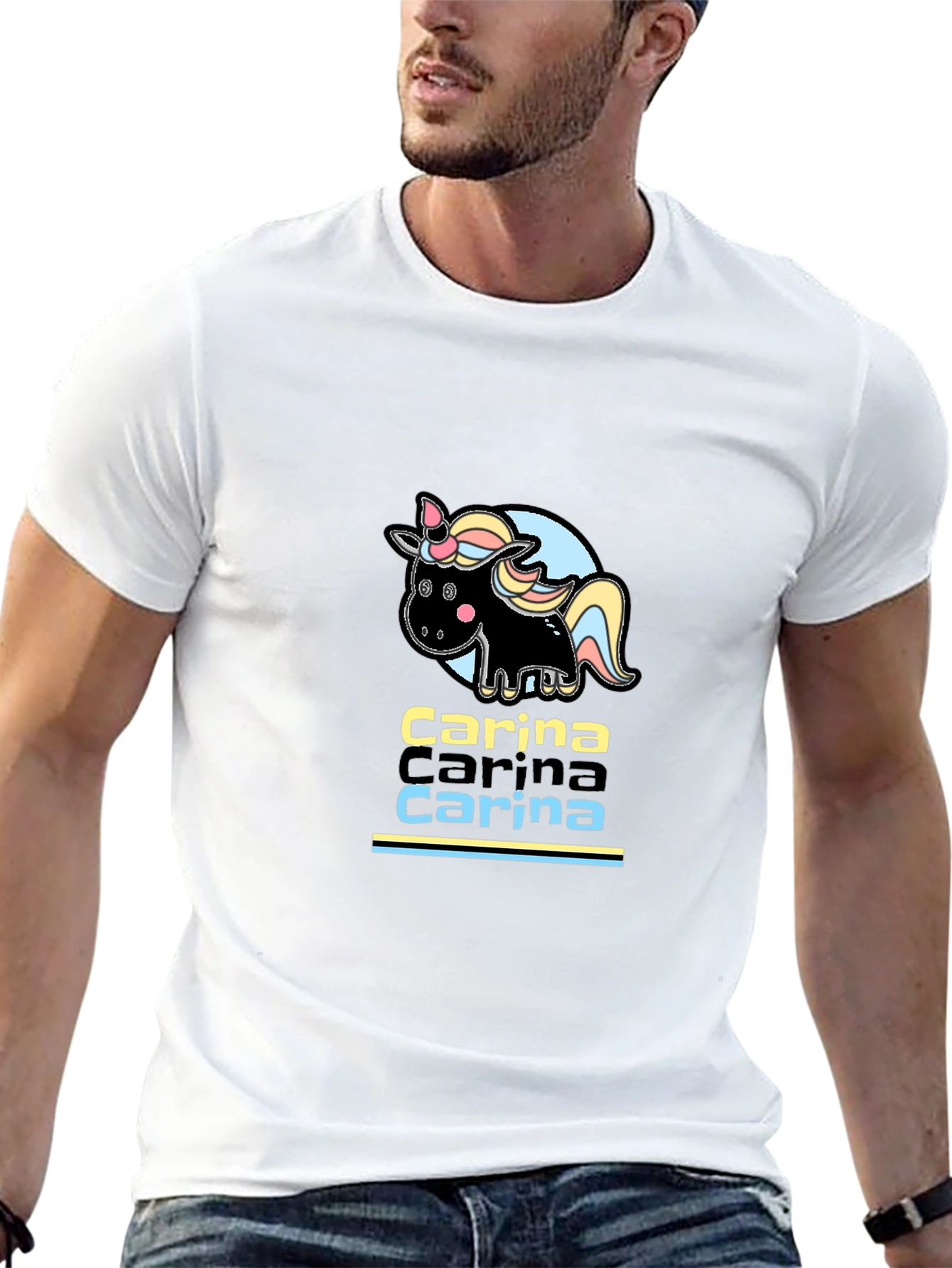 Carina Unicorn Personalized Black T-Shirt