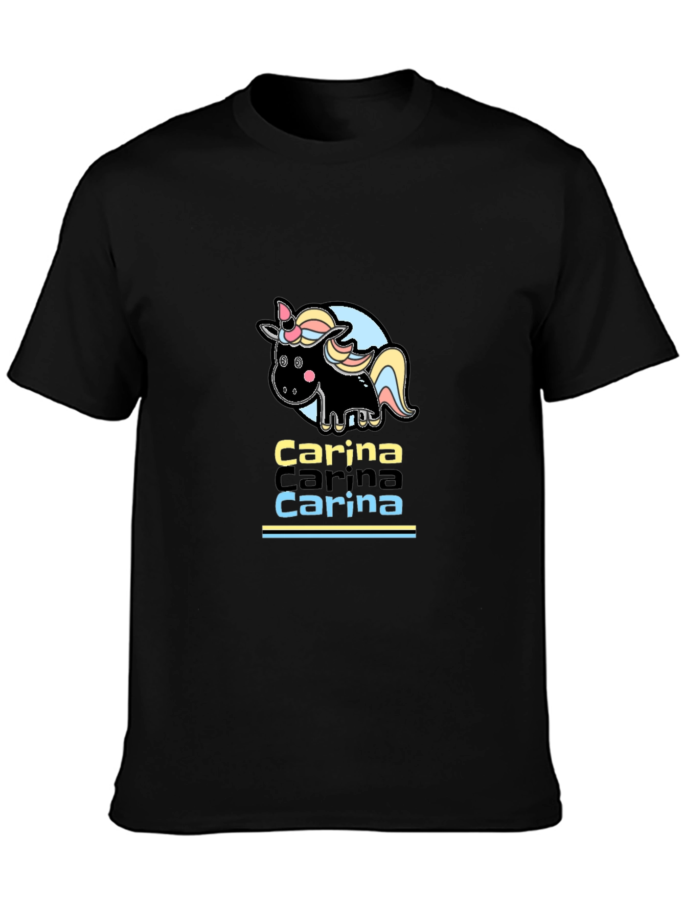 Carina Unicorn Personalized Black T-Shirt