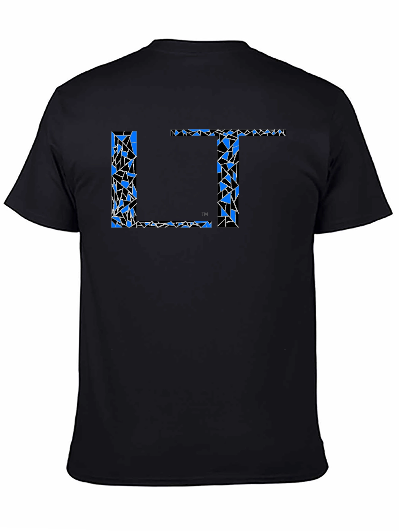 Abstract Blue LT Print Black T-Shirt