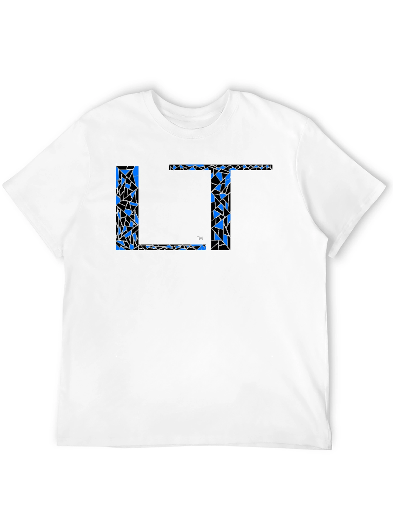 Abstract Blue LT Print Black T-Shirt