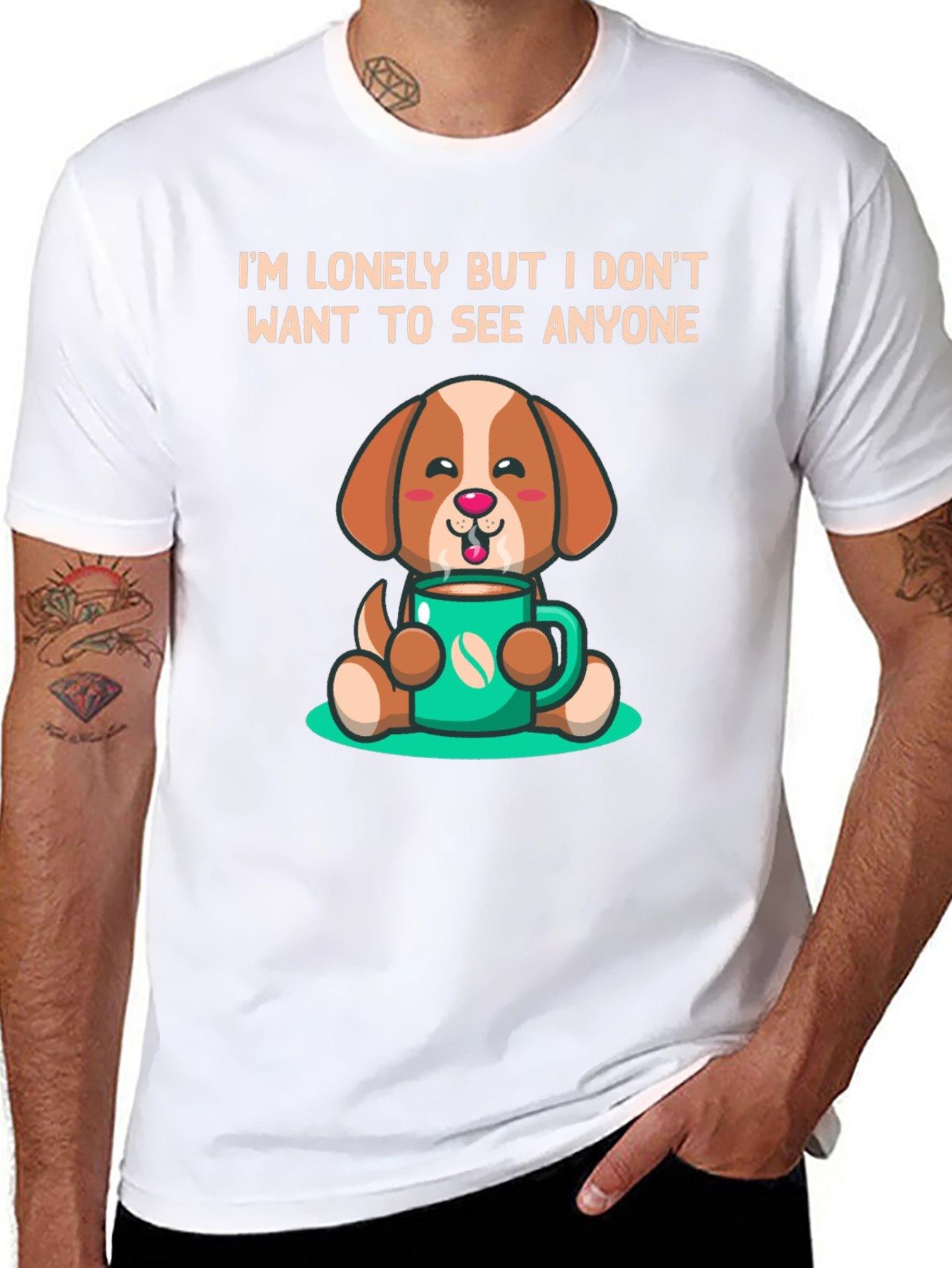 Lonely Dog Cartoon T-Shirt