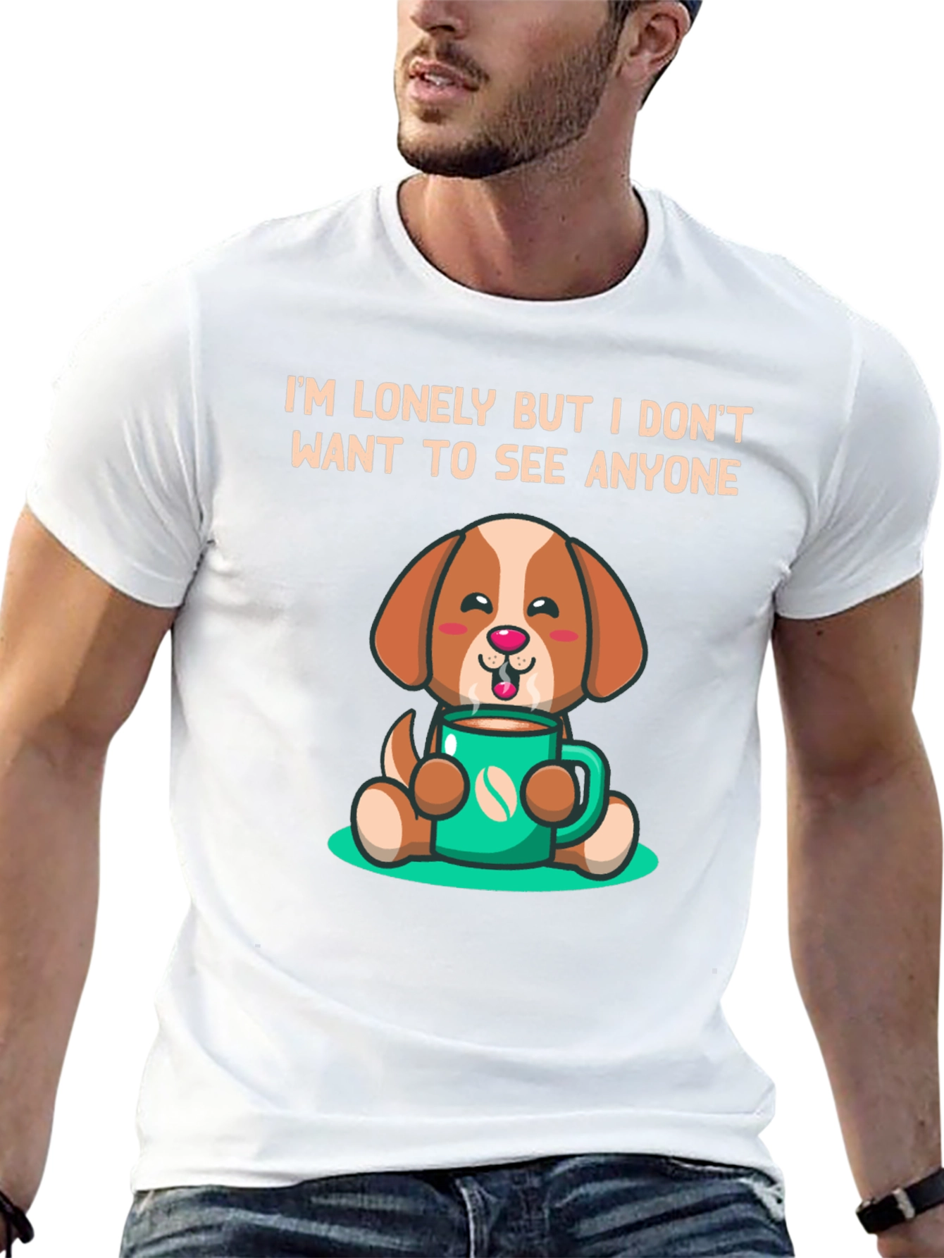 Lonely Dog Cartoon T-Shirt
