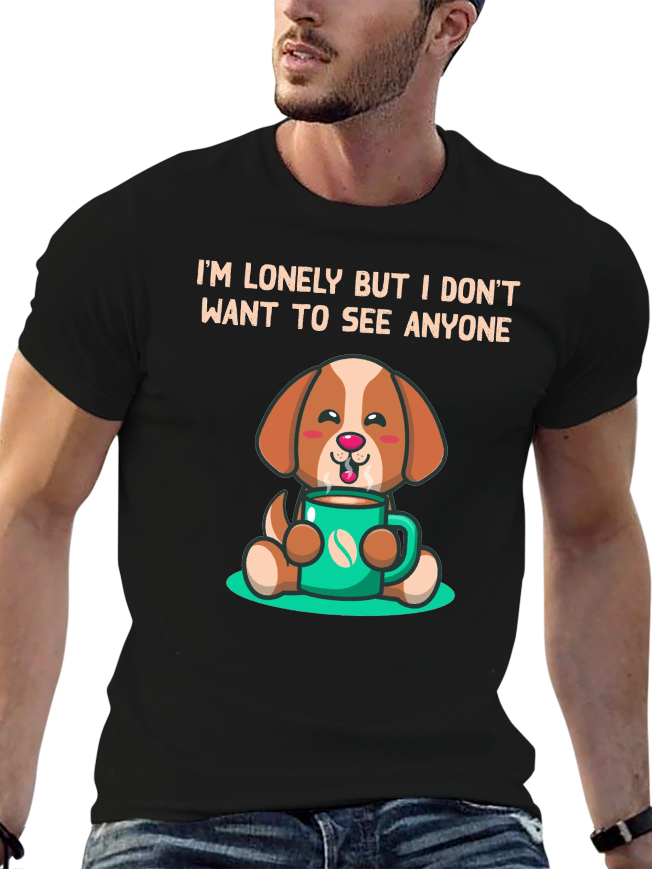 Lonely Dog Cartoon T-Shirt