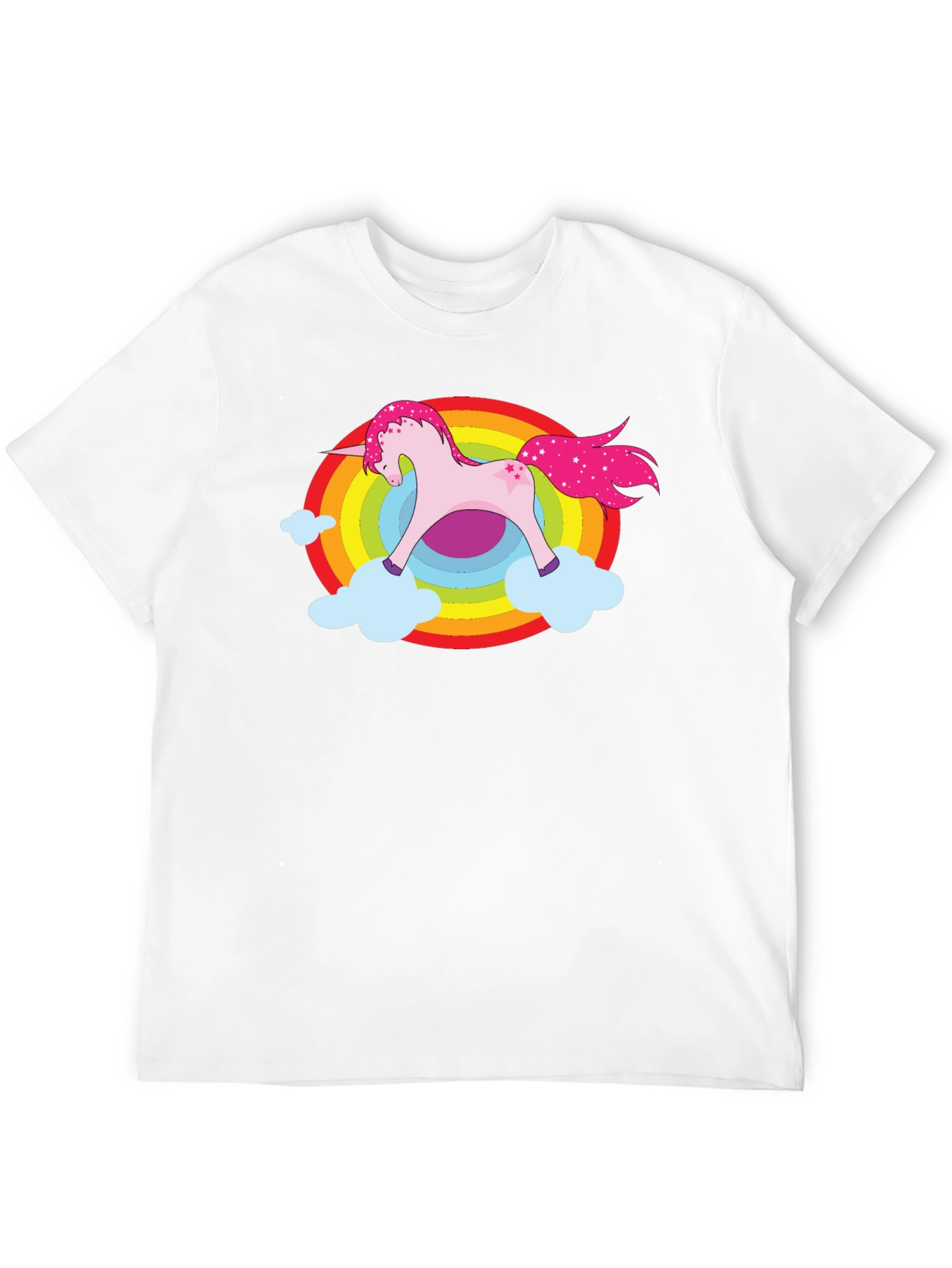 Unicorn Rainbow Cloud Graphic Black T-Shirt