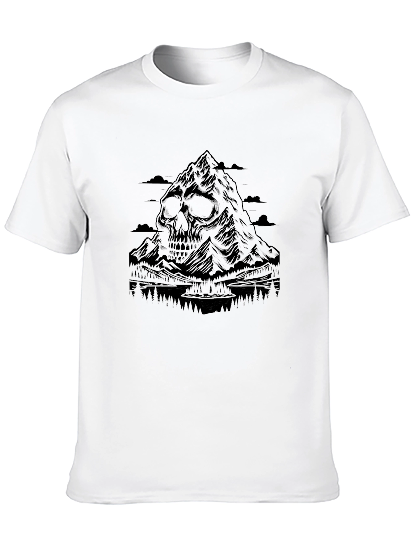 Skull Mountain Graphic Tee - Edgy Black T-Shirt