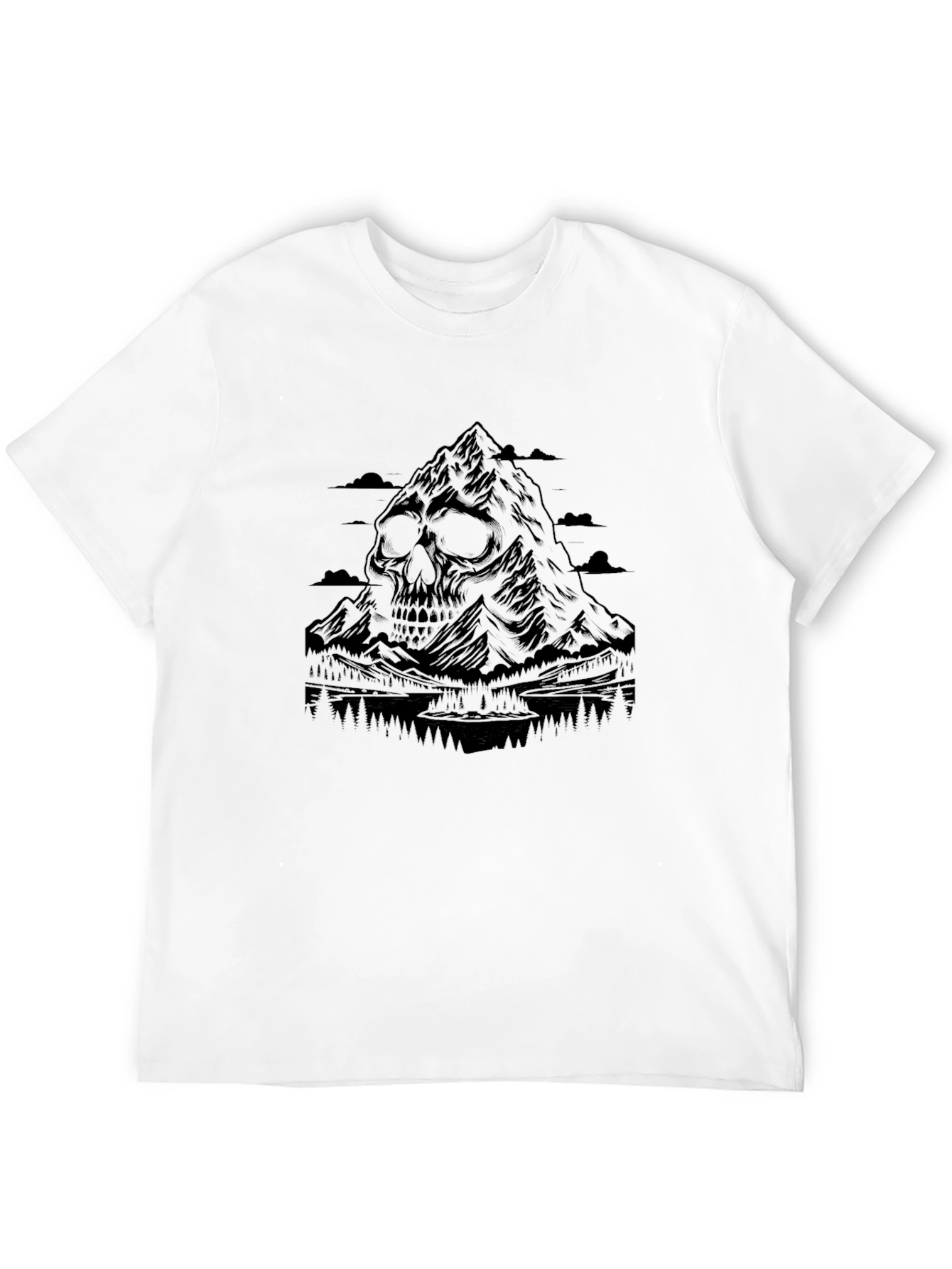 Skull Mountain Graphic Tee - Edgy Black T-Shirt