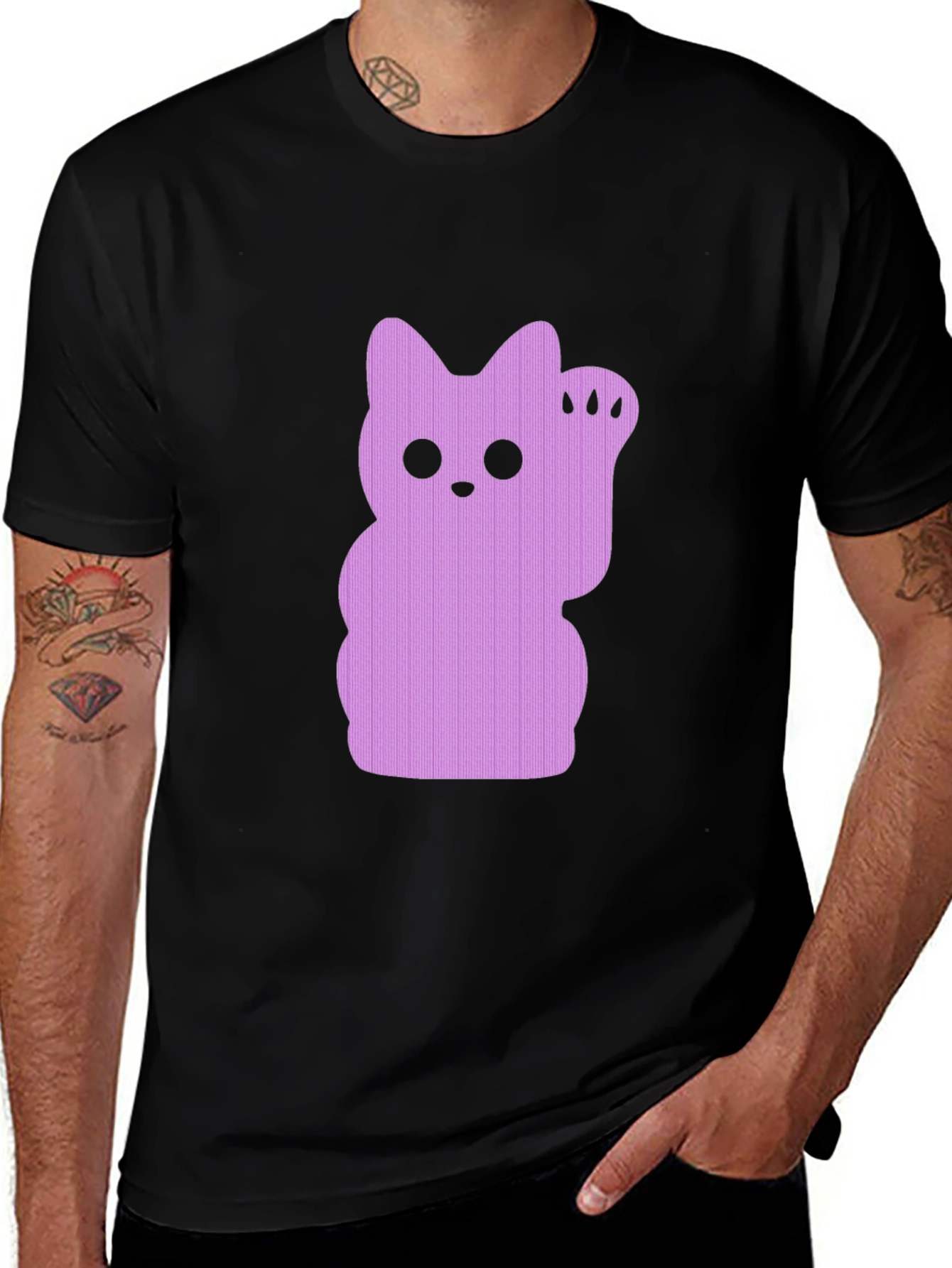 Lucky Cat Graphic Tee - Black
