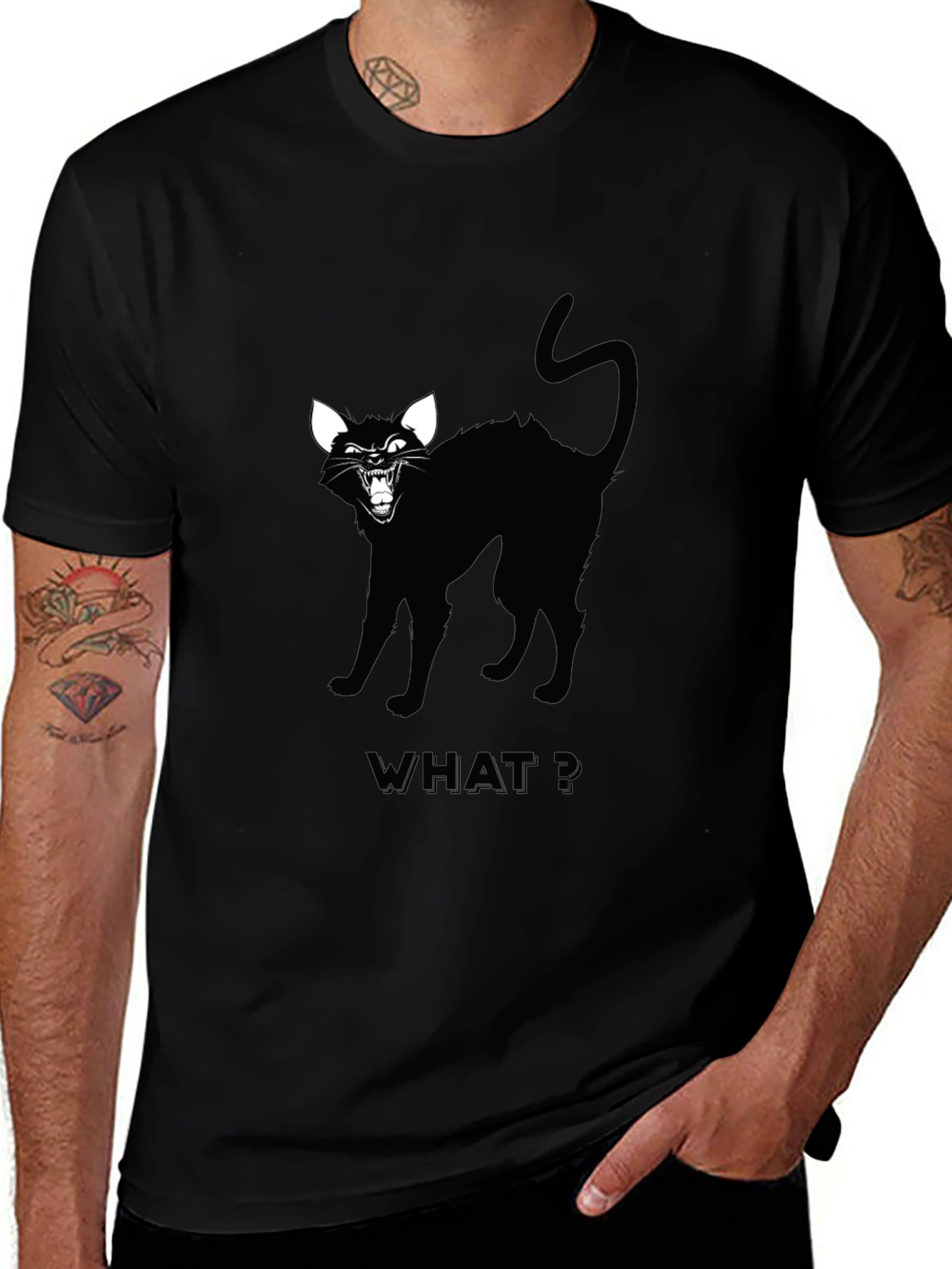 Black Cat Graphic Tee - WHAT? Design