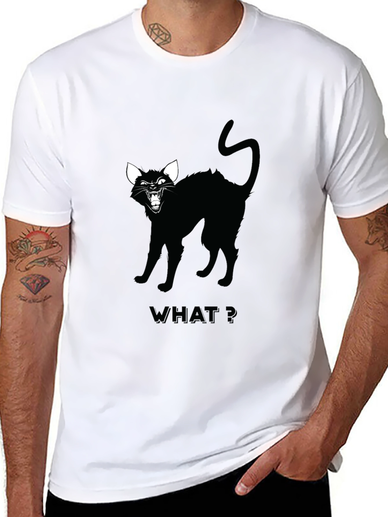 Black Cat Graphic Tee - WHAT? Design