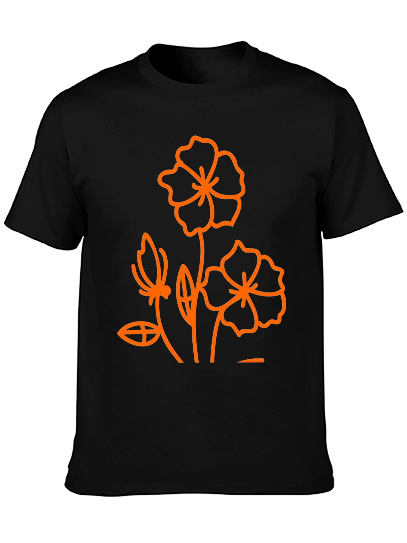 Floral Print Black T-Shirt - Modern Style