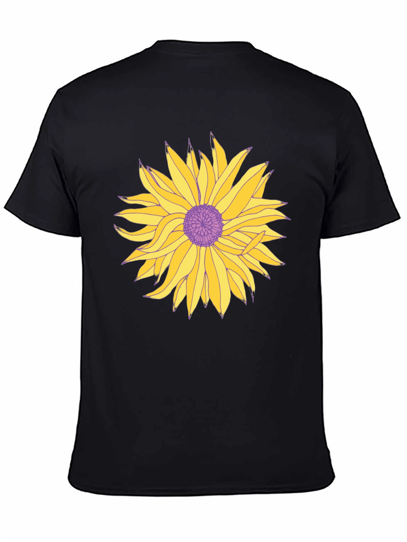 Black T-Shirt with Graphic Floral Print