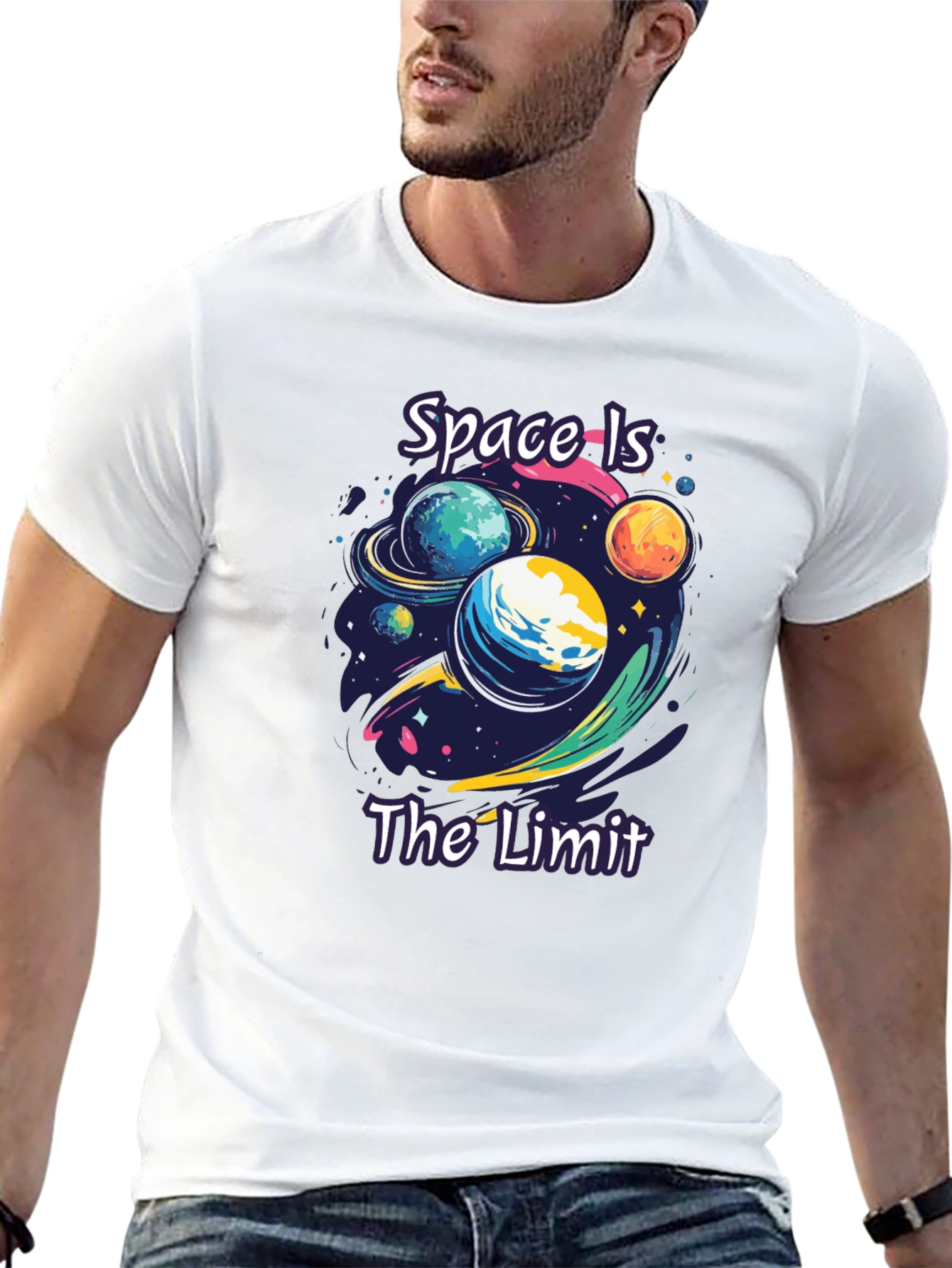 Space is The Limit Graphic Black T-Shirt