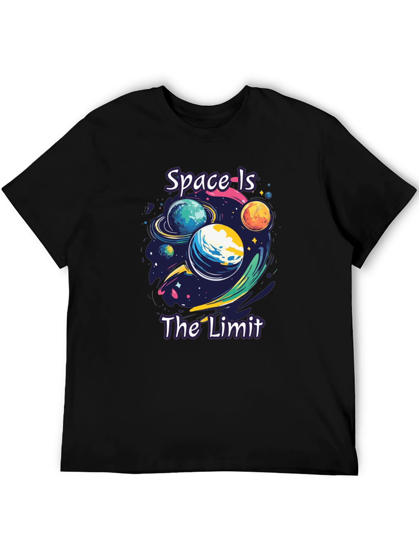 Space is The Limit Graphic Black T-Shirt