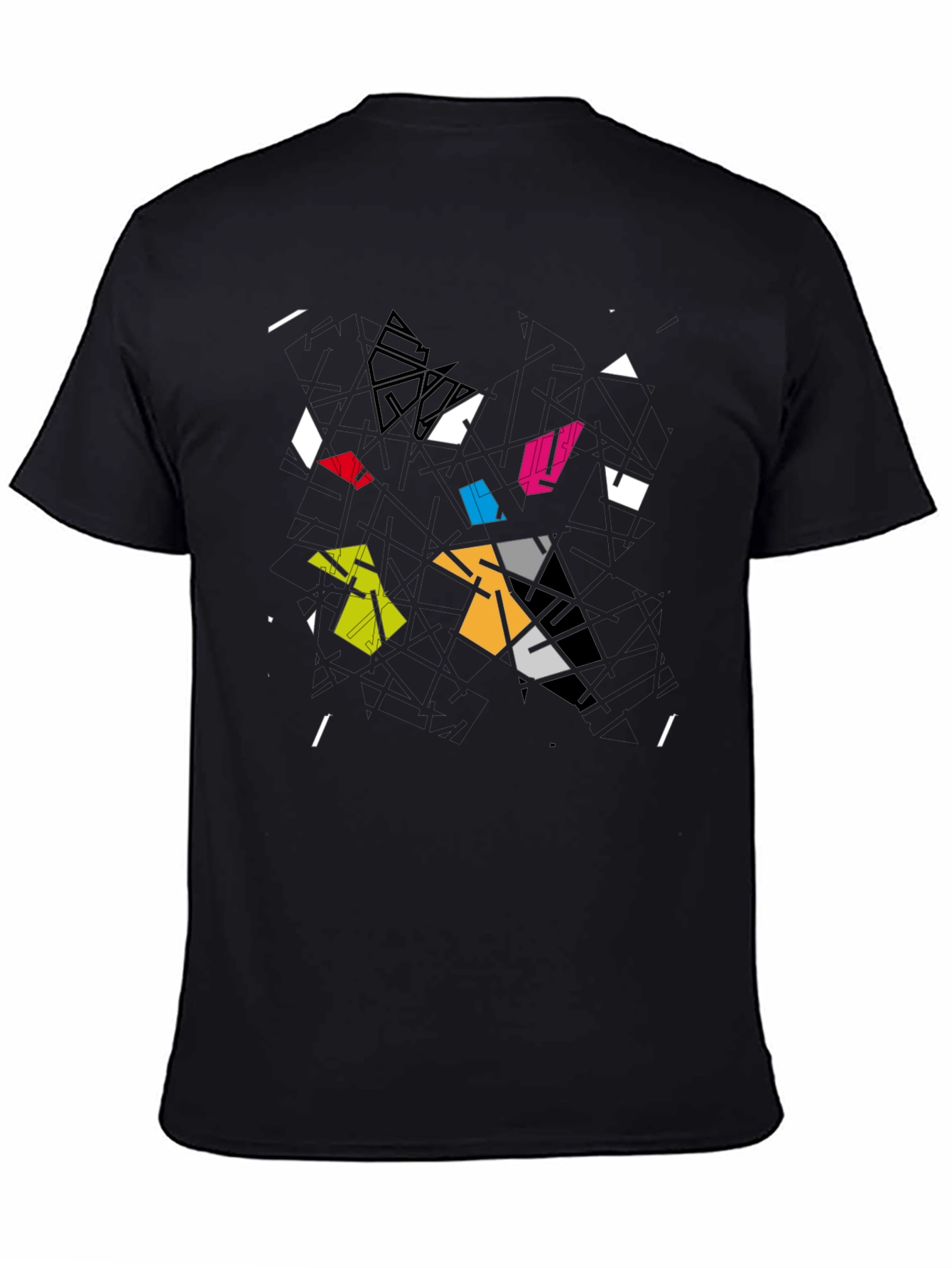 Abstract Geometric Graphic Black T-Shirt