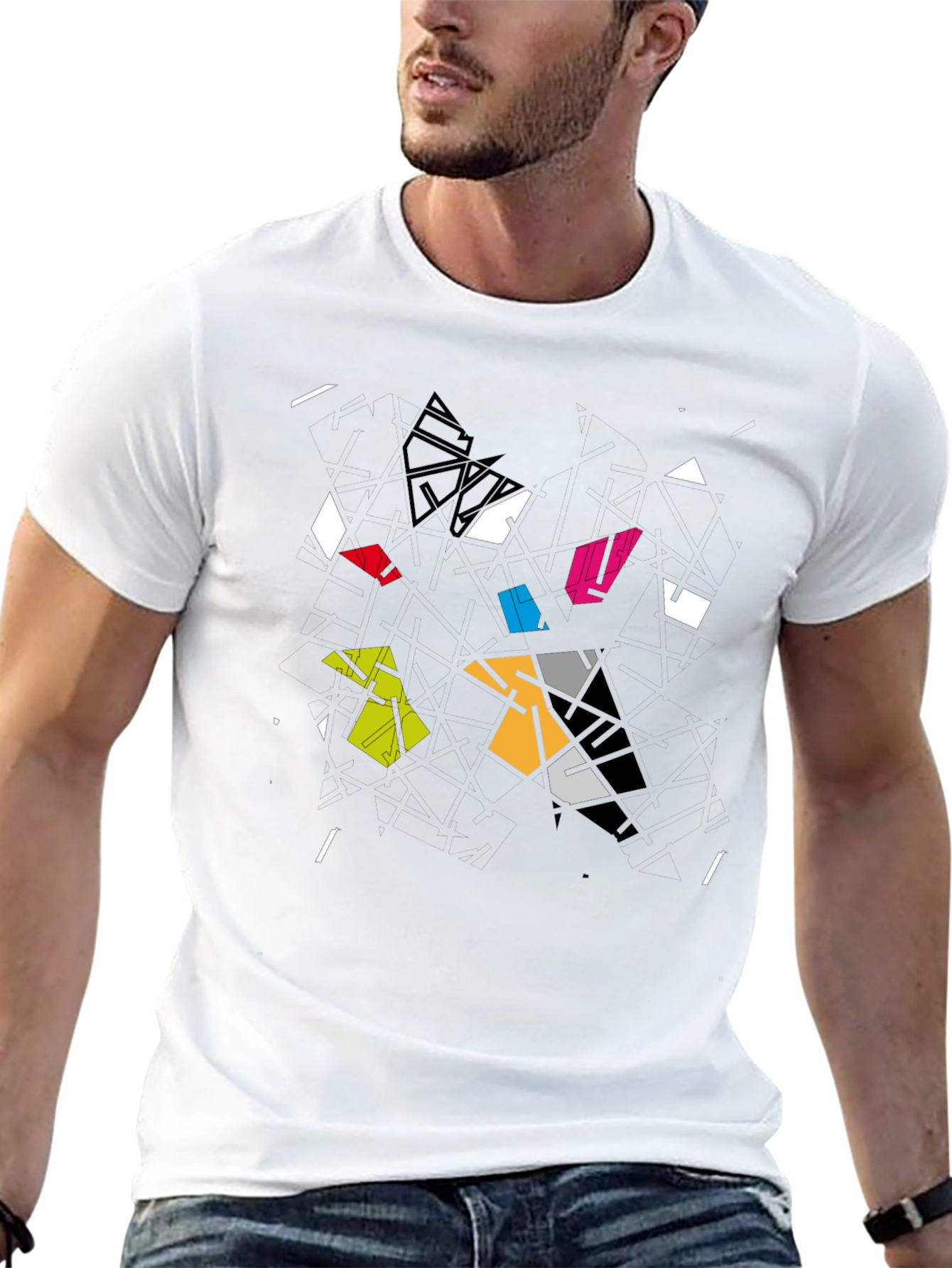 Abstract Geometric Graphic Black T-Shirt