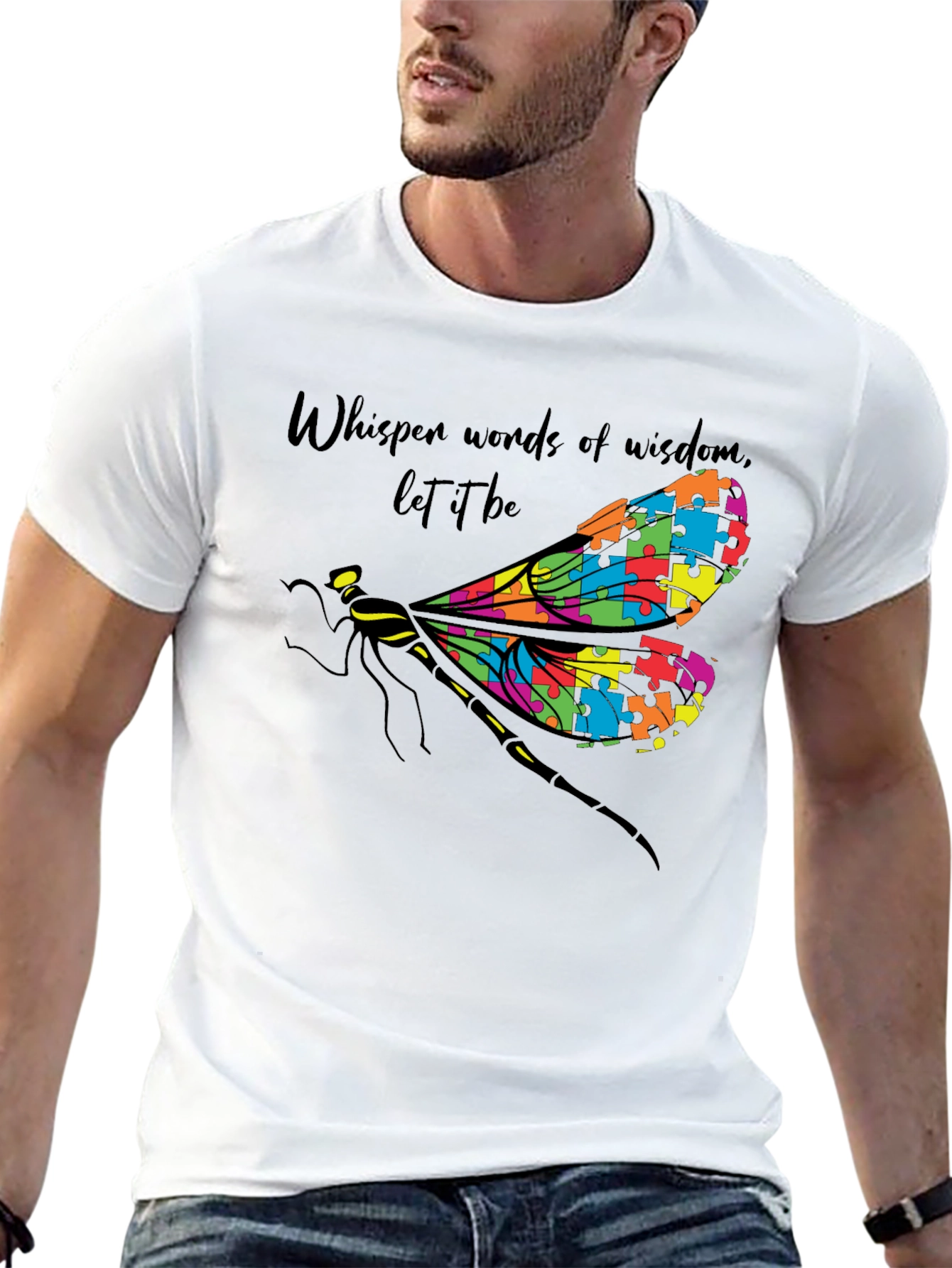 Autism Awareness Dragonfly Graphic T-Shirt