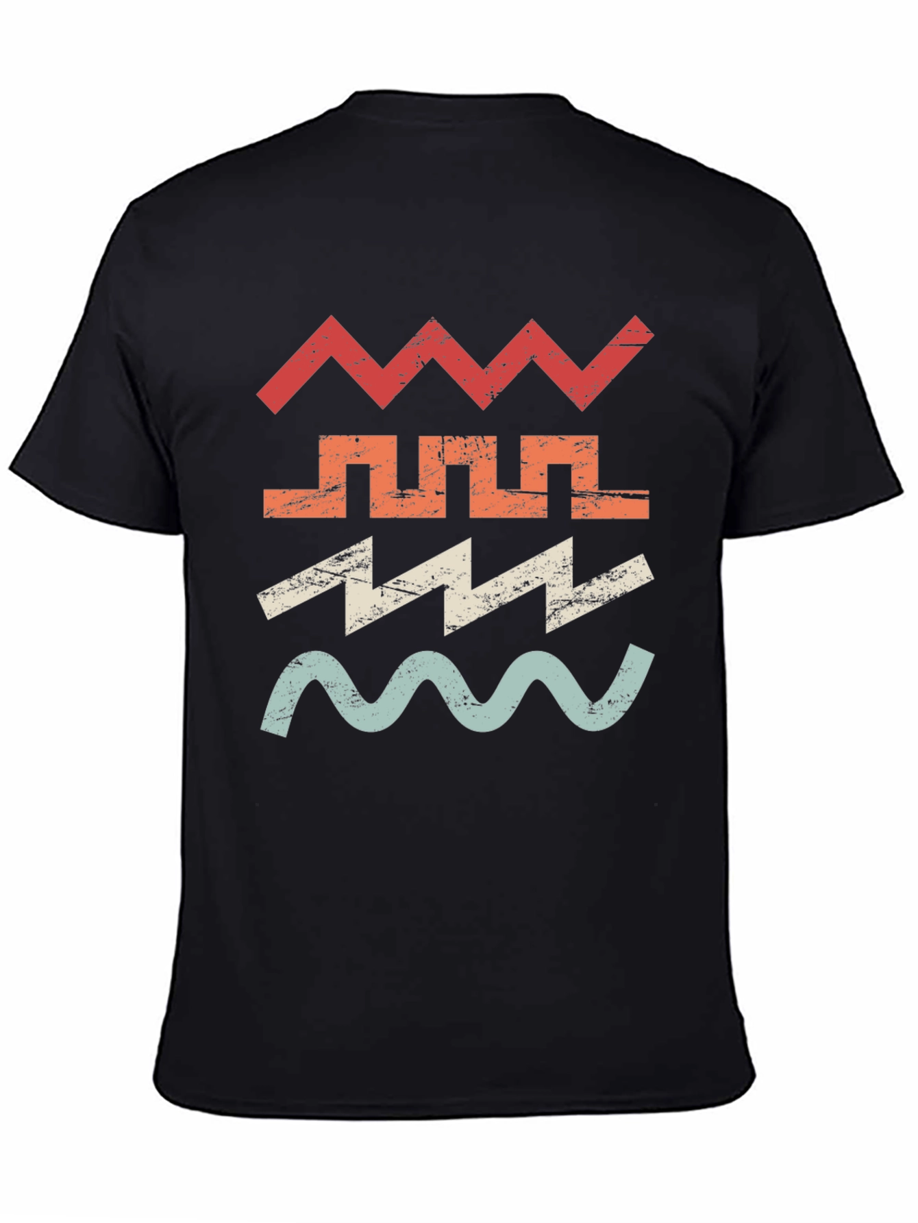 Retro Geometric Graphic Tee - Black