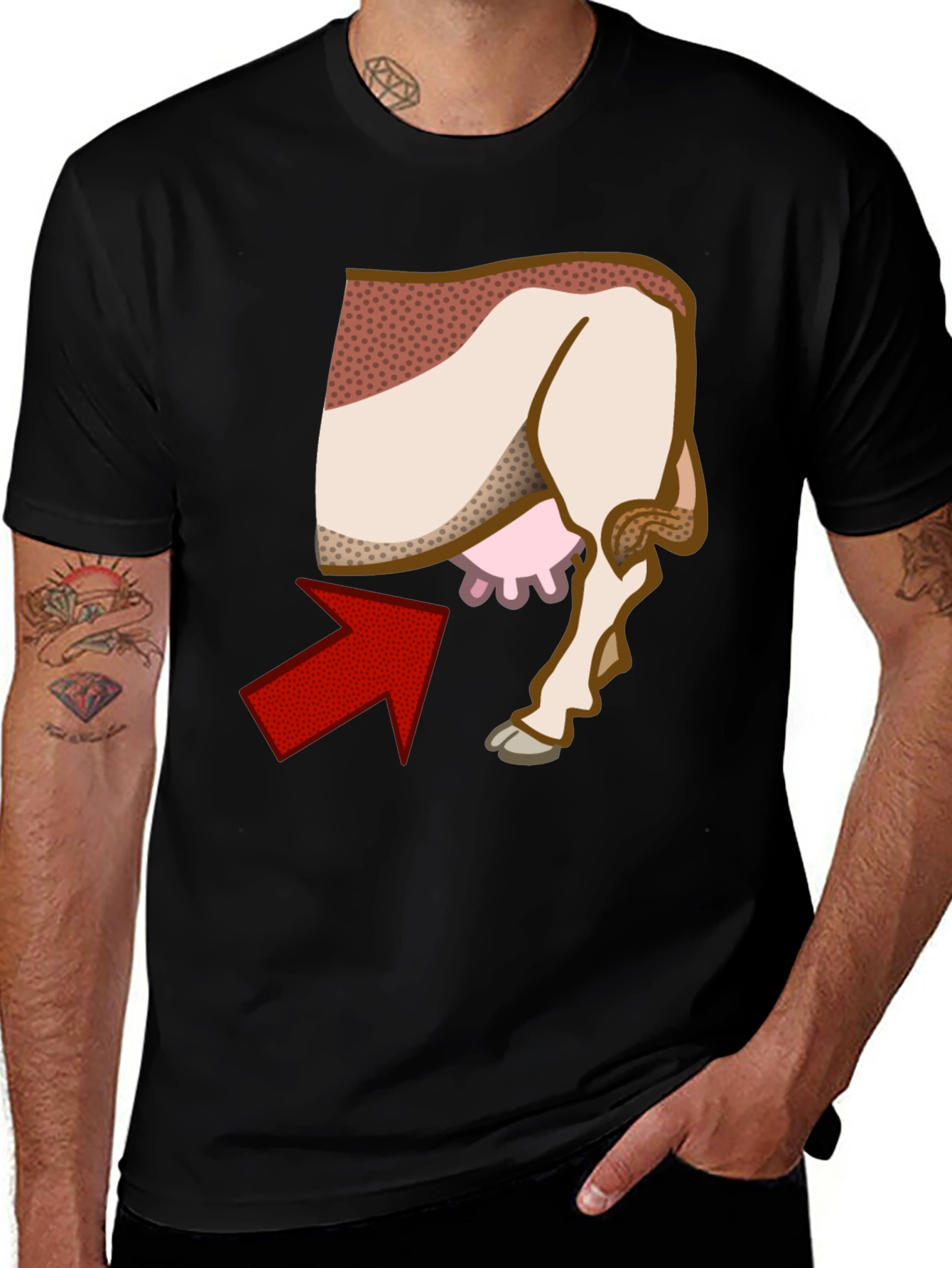 Funny Cow Udder T-Shirt Novelty Graphic Tee