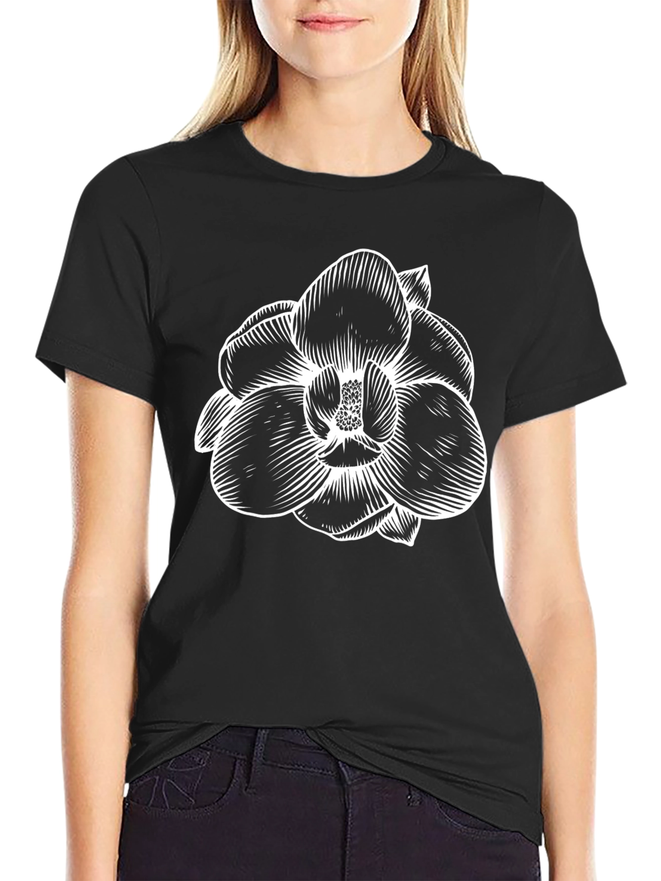Black Floral Graphic Tee - Stylish Comfort