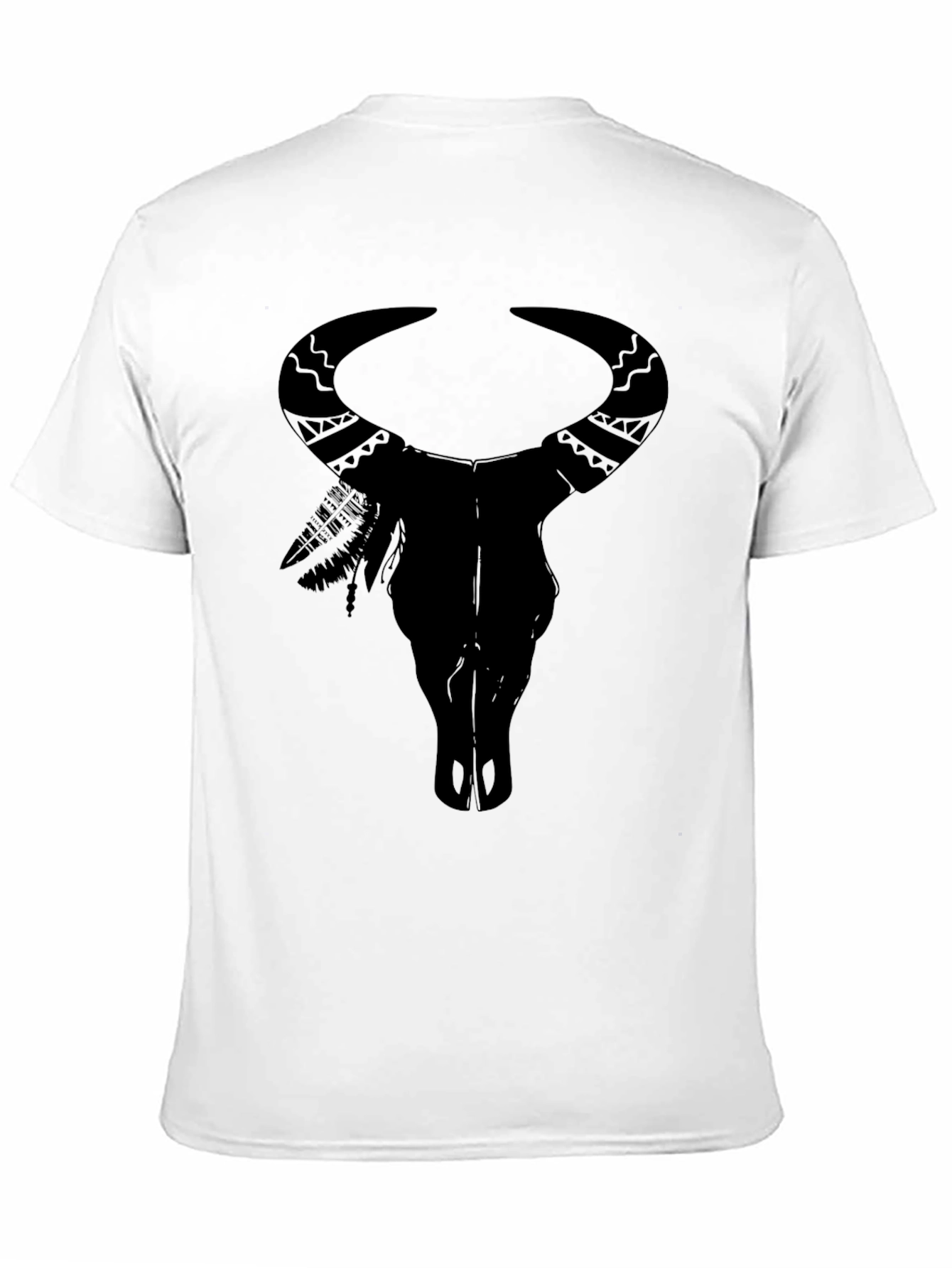 Black Bull Skull Graphic Tee - Native American Inspired