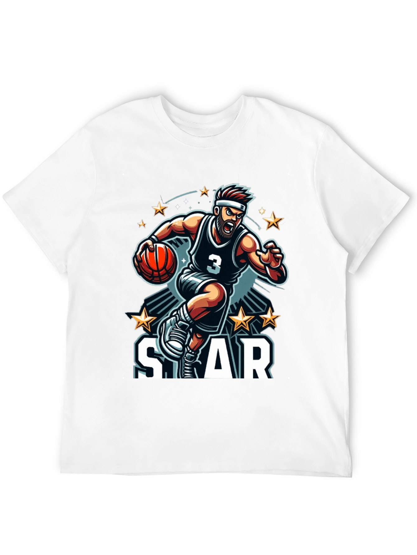 Basketball Star Graphic Black T-Shirt