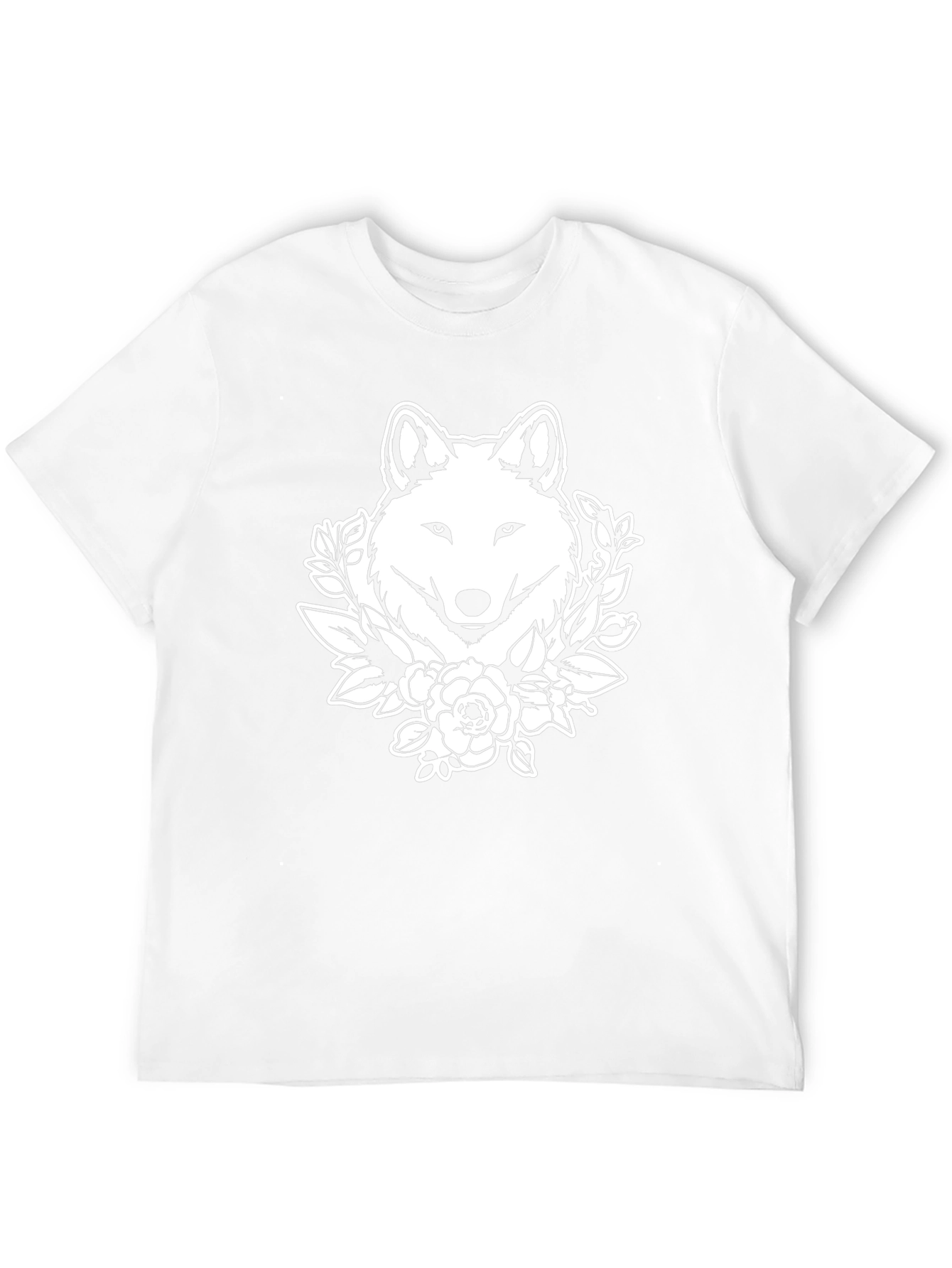 Wolf Floral Graphic T-Shirt - Black