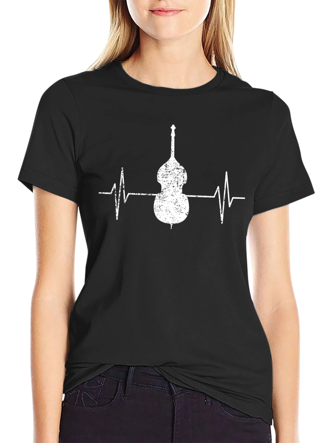 Bass Guitar Heartbeat T-Shirt - Musician Love