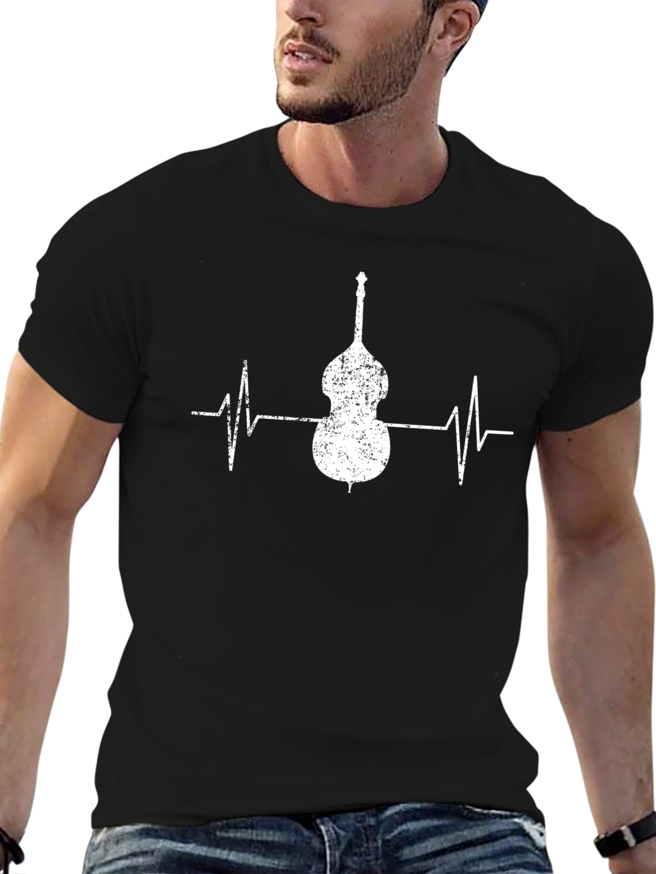 Bass Guitar Heartbeat T-Shirt - Musician Love