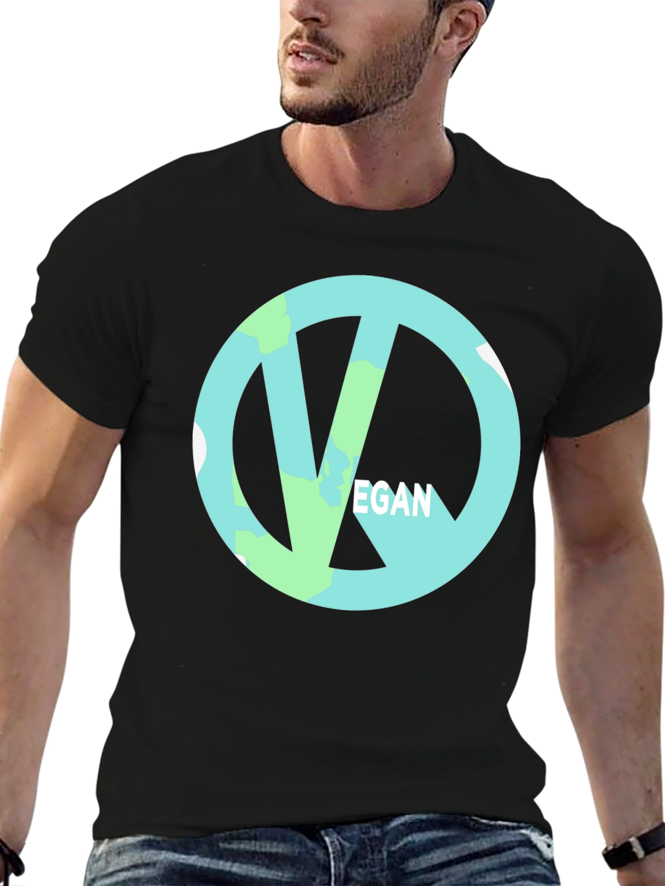 Vegan Symbol Black Tee - Ethical & Stylish