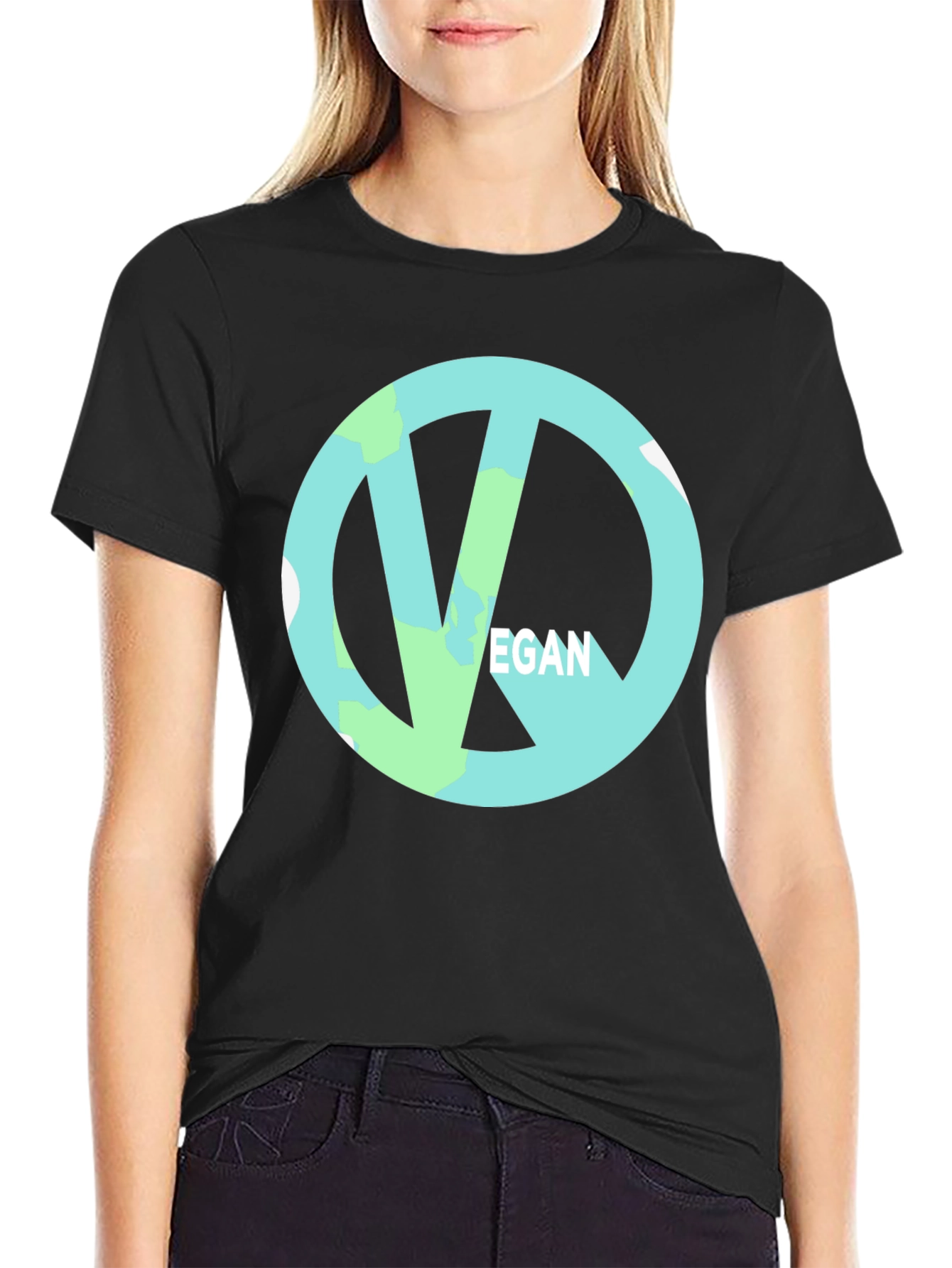 Vegan Symbol Black Tee - Ethical & Stylish