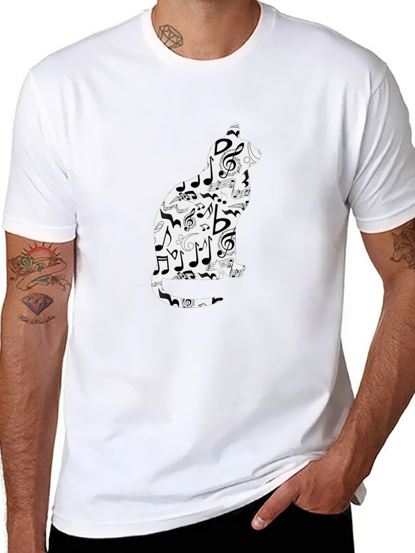 Musical Cat T-Shirt - Unique Treble Clef Design
