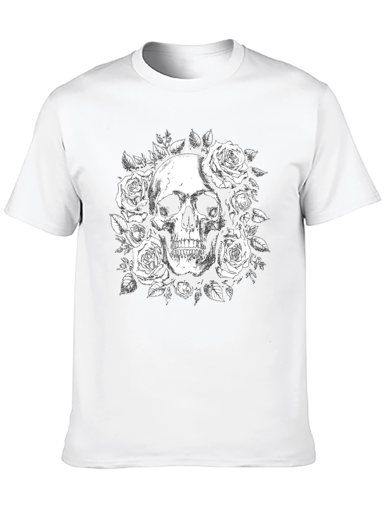 Skull & Roses Graphic Tee - Gothic Style