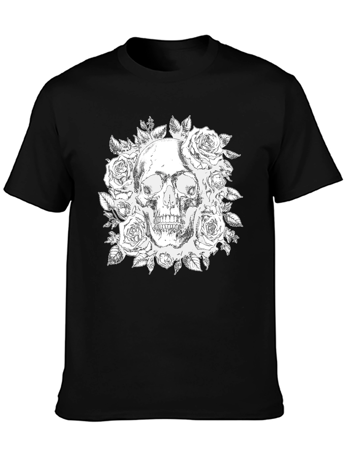 Skull & Roses Graphic Tee - Gothic Style