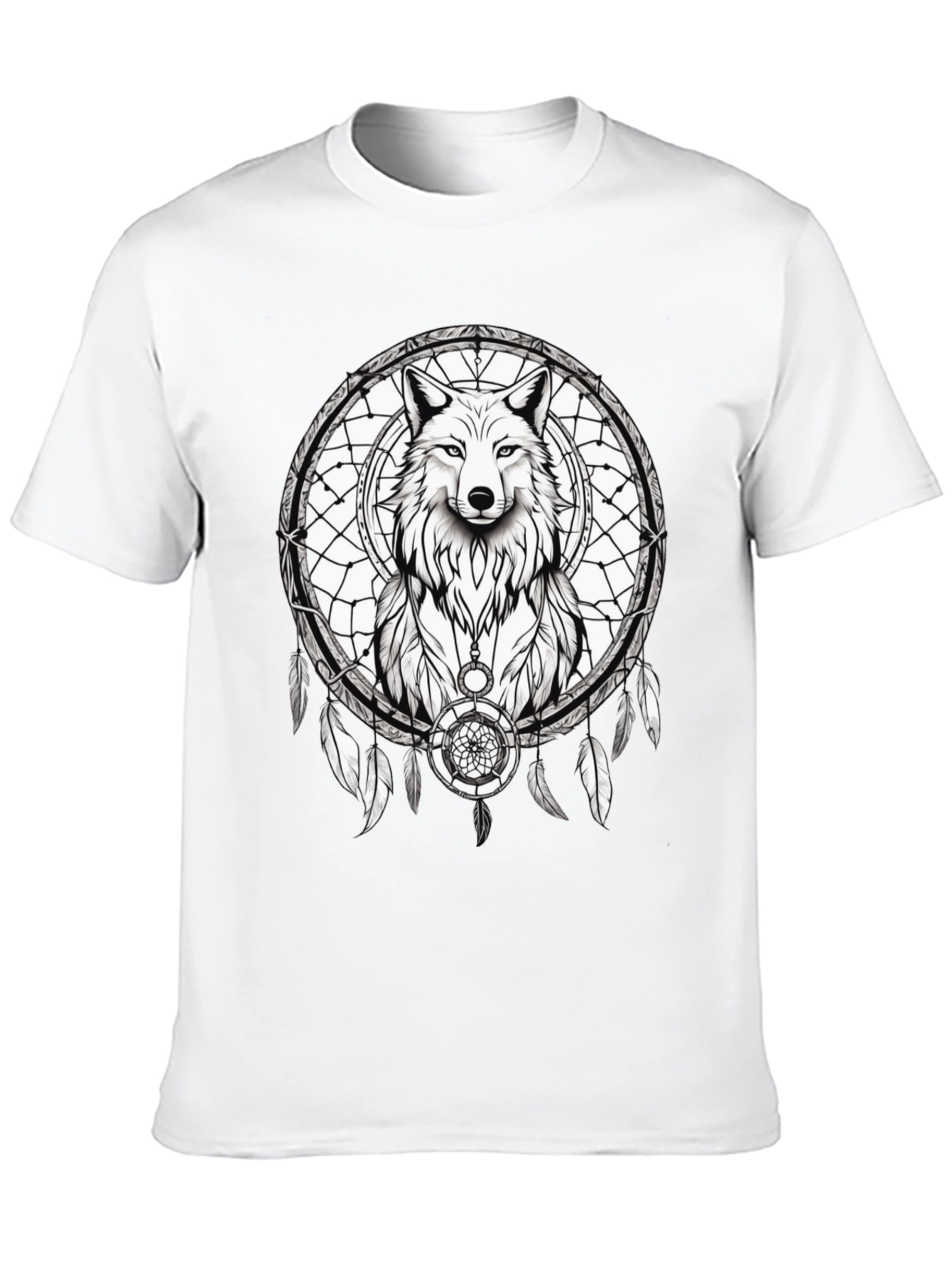 Wolf Dreamcatcher Graphic Tee - Black