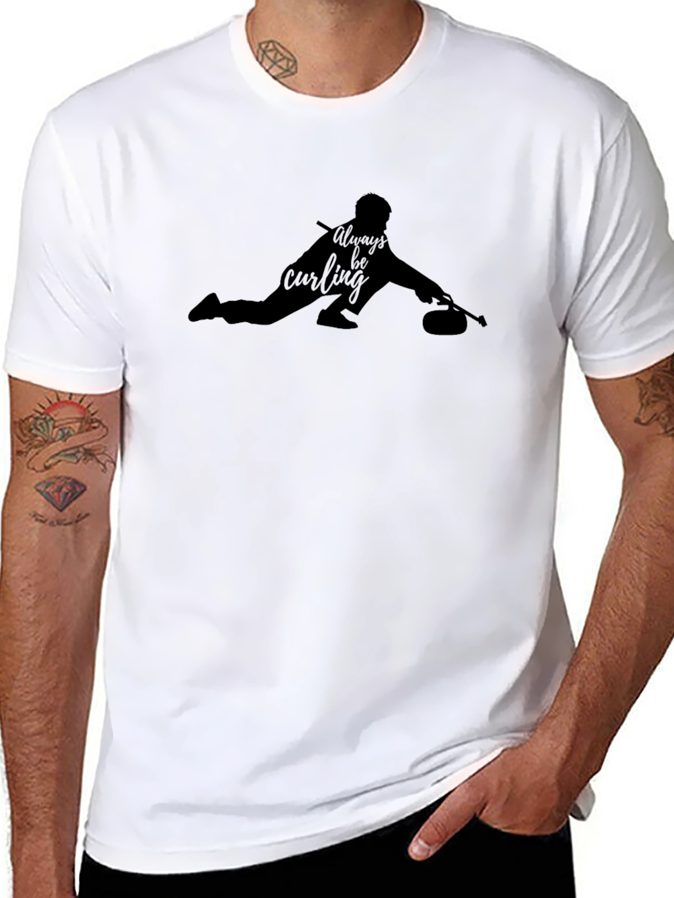 Always Be Curling T-Shirt - Black Graphic Tee