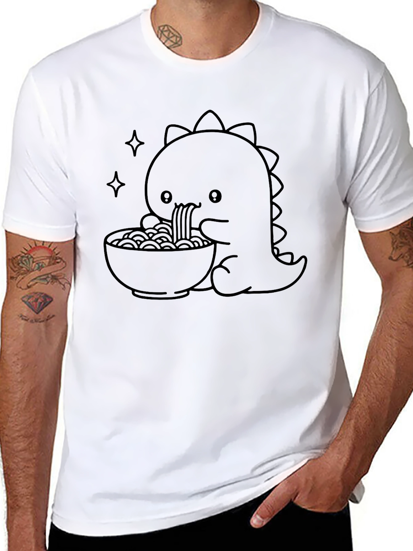 Dino Ramen T-Shirt - Cute Cartoon Style