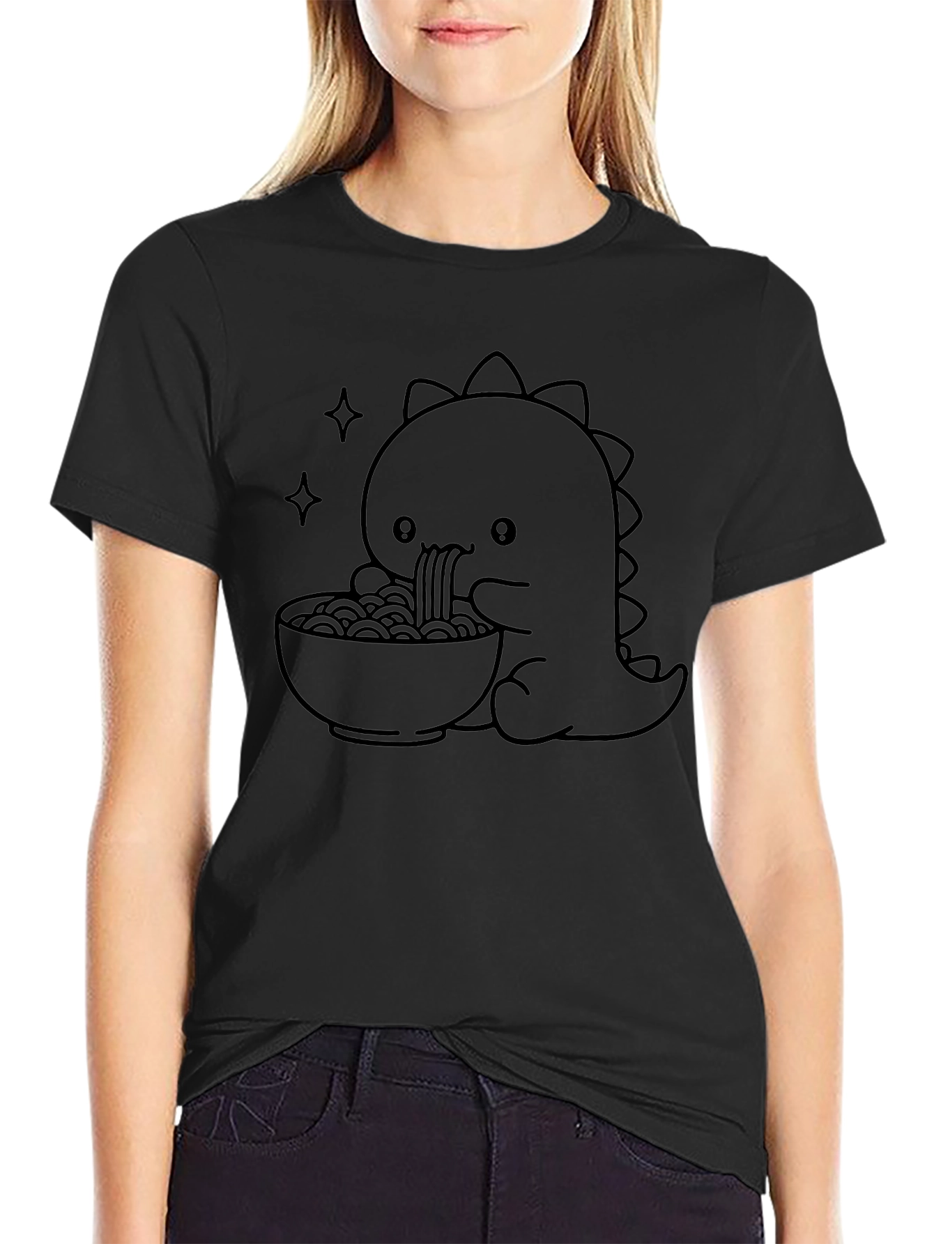 Dino Ramen T-Shirt - Cute Cartoon Style