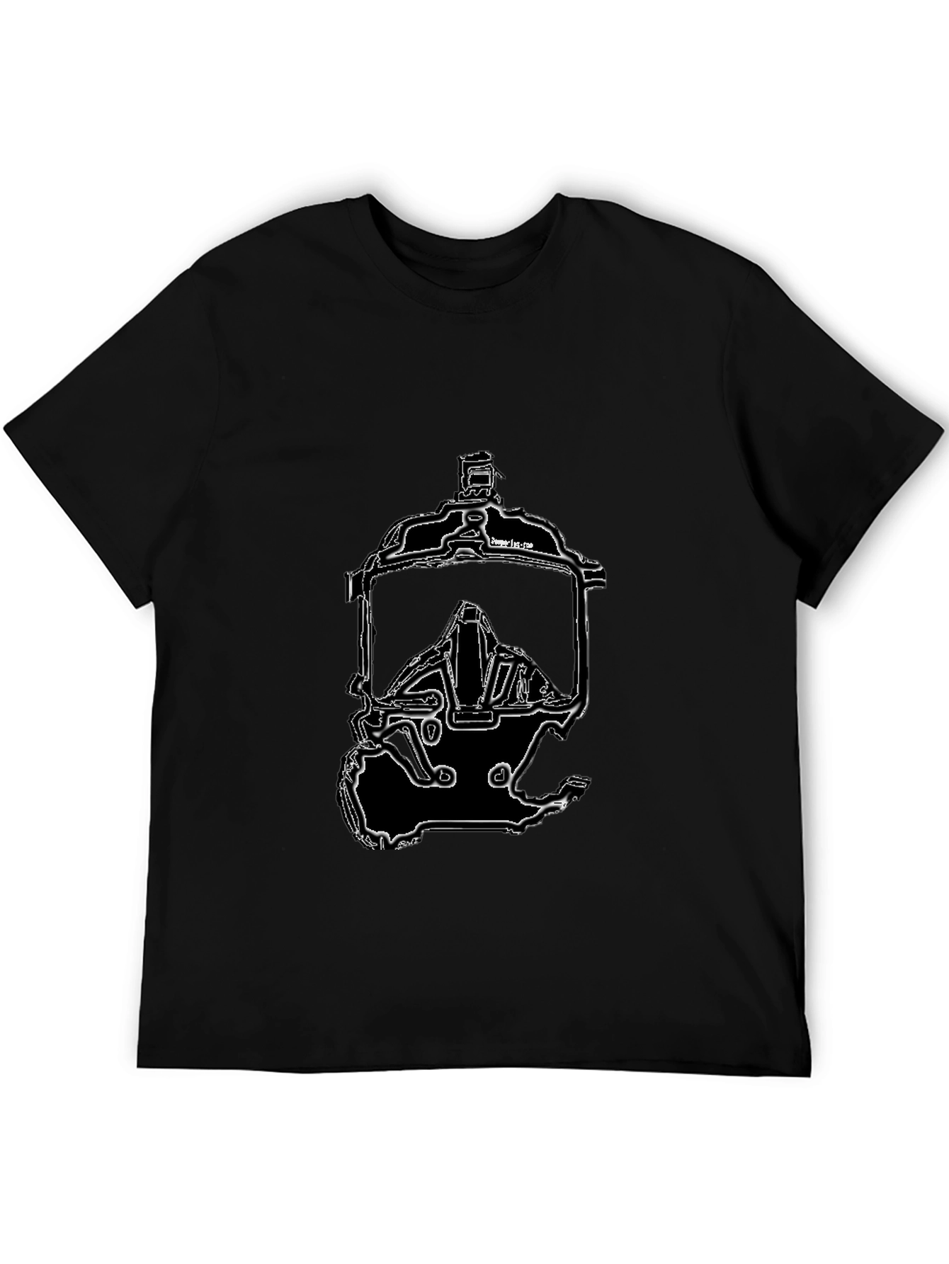 Black T-Shirt with Gas Mask Graphic Print
