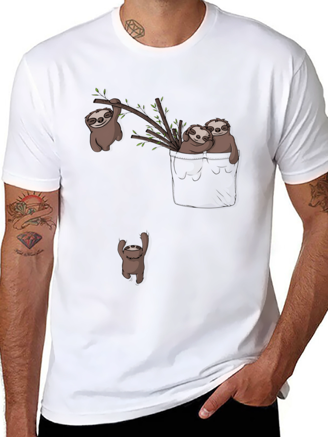 Sloth Pocket T-Shirt: Cute & Funny
