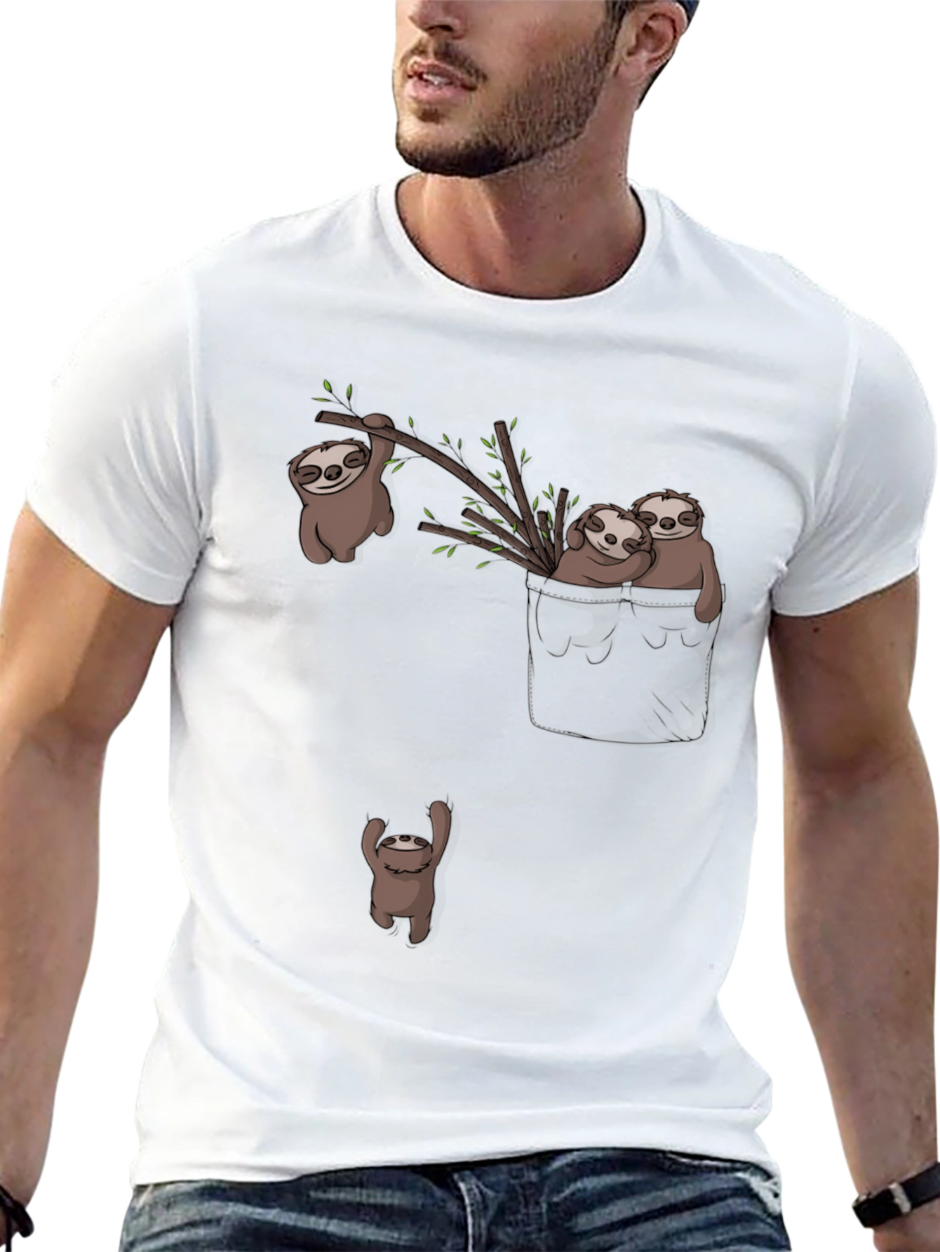 Sloth Pocket T-Shirt: Cute & Funny