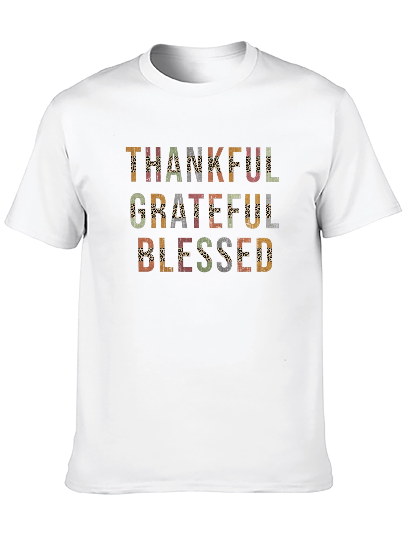Thankful Grateful Blessed Leopard Print T-Shirt