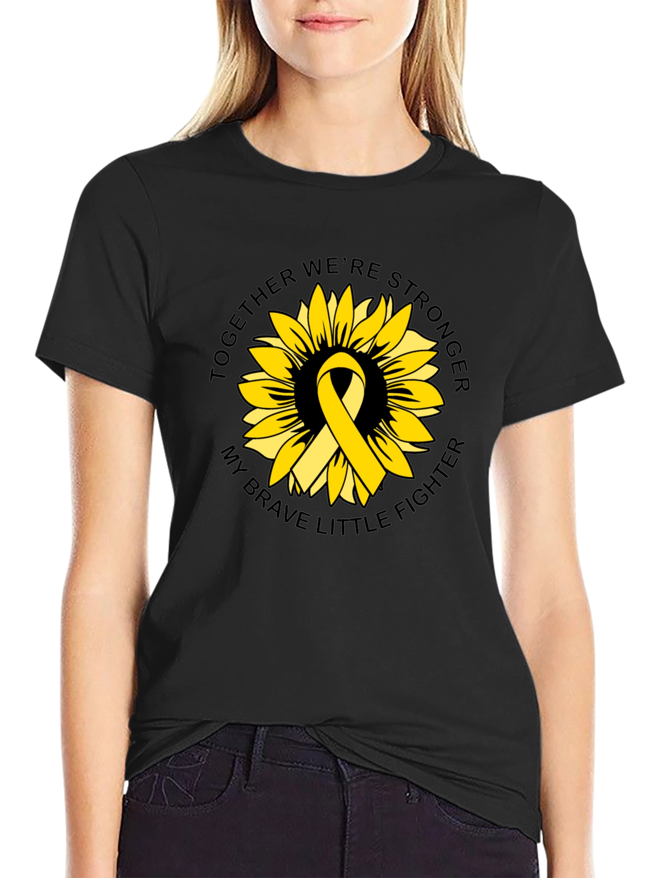 Sunflower Ribbon Graphic T-Shirt - Brave Fighter