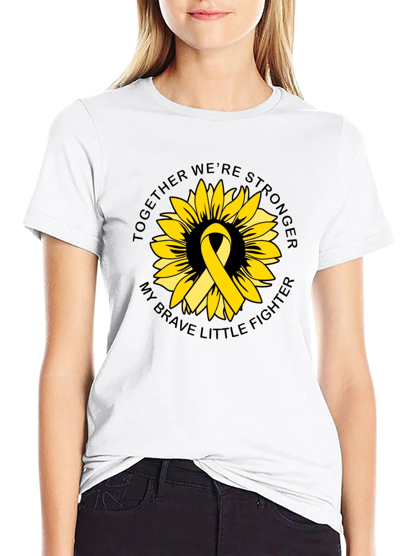 Sunflower Ribbon Graphic T-Shirt - Brave Fighter