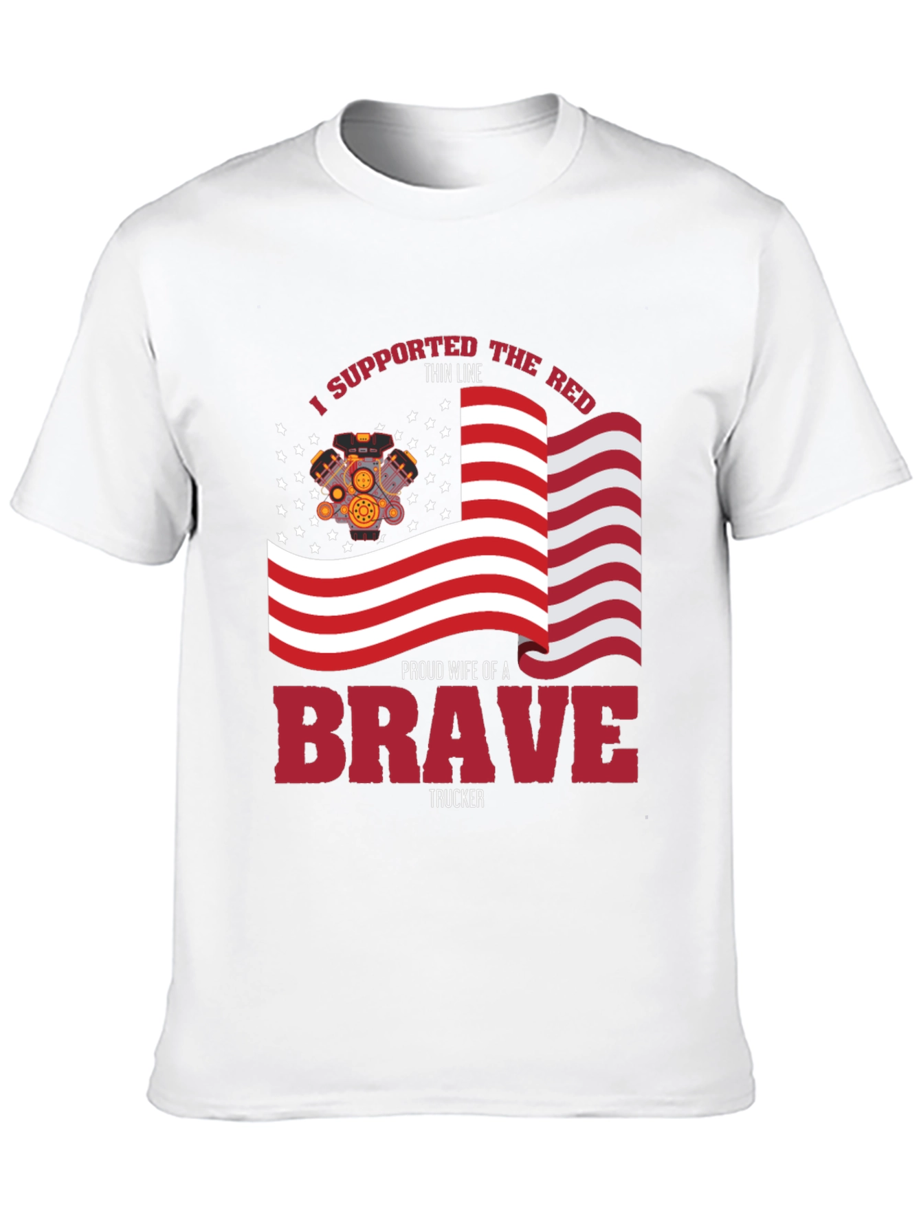 Proud Trucker Wife T-Shirt - Patriotic American Flag