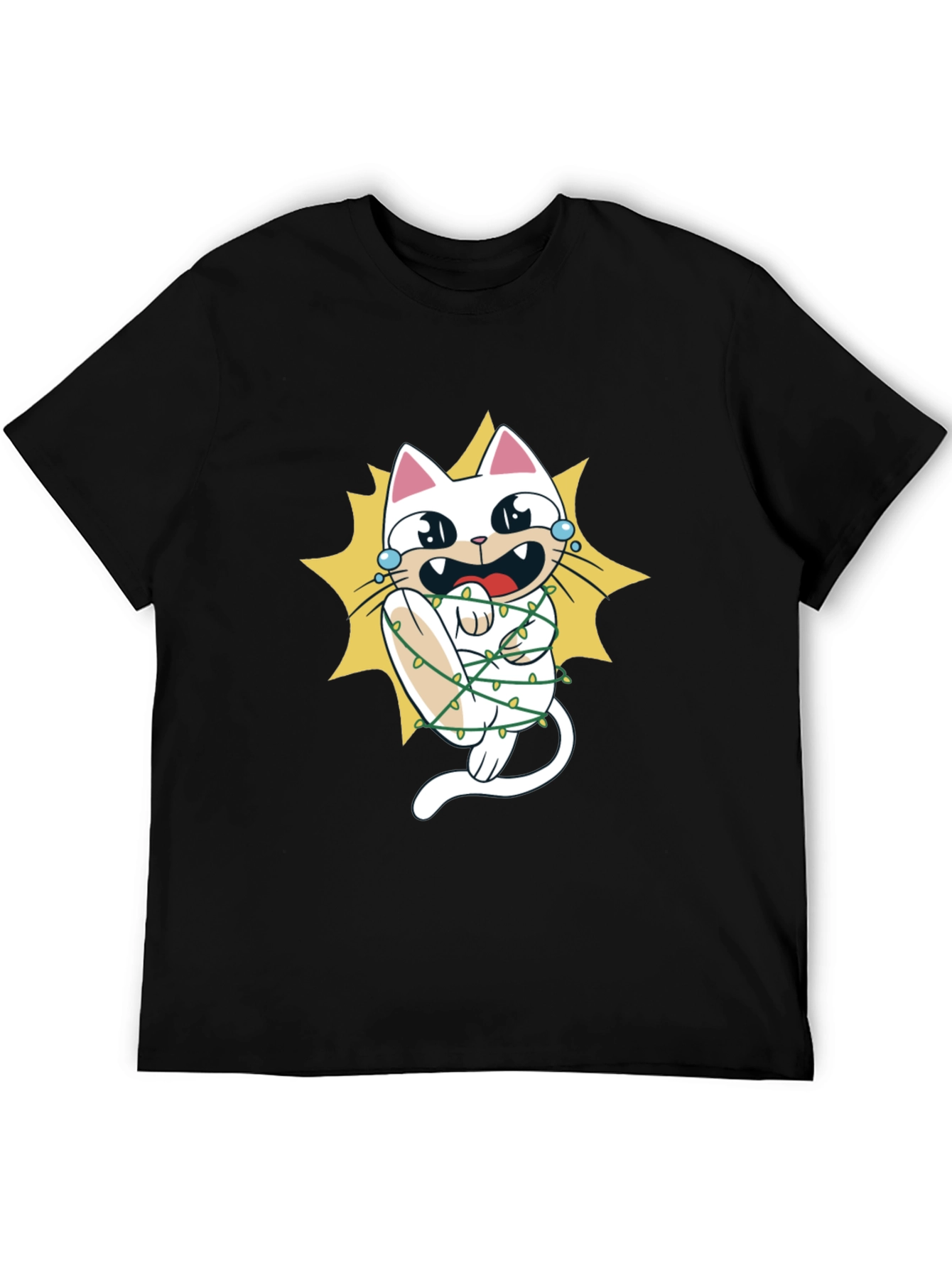 Cat in Christmas Lights Graphic Tee